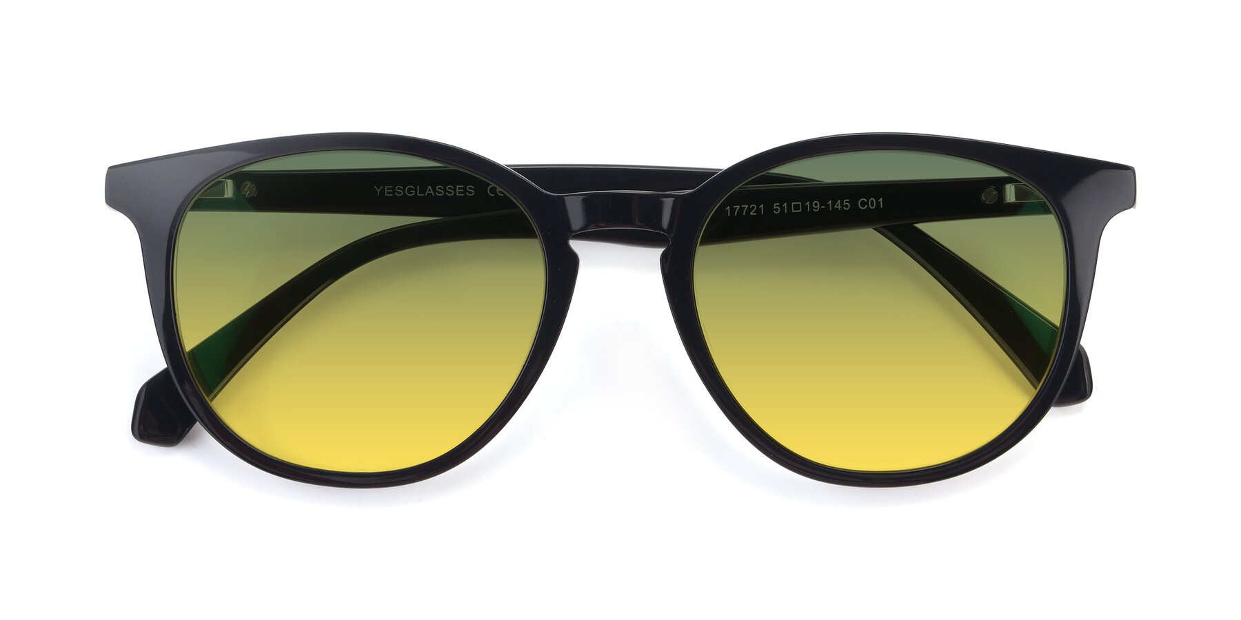 Folded Front of 17721 in Black with Green / Yellow Gradient Lenses