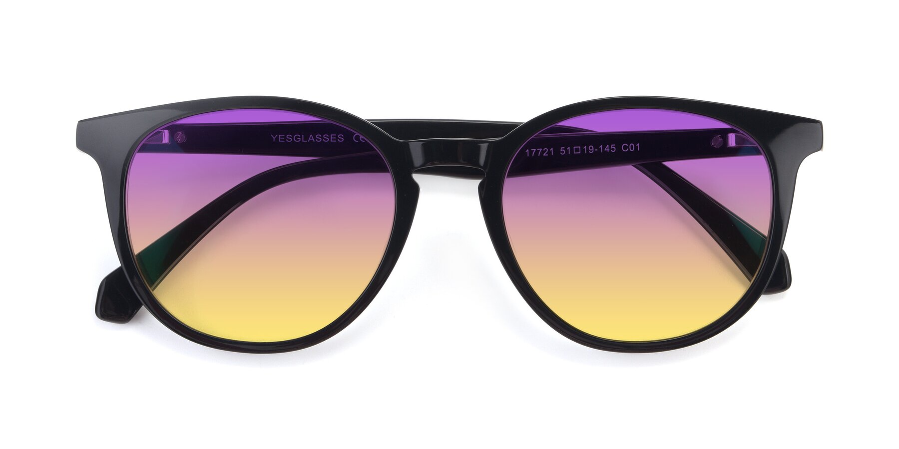 Folded Front of 17721 in Black with Purple / Yellow Gradient Lenses