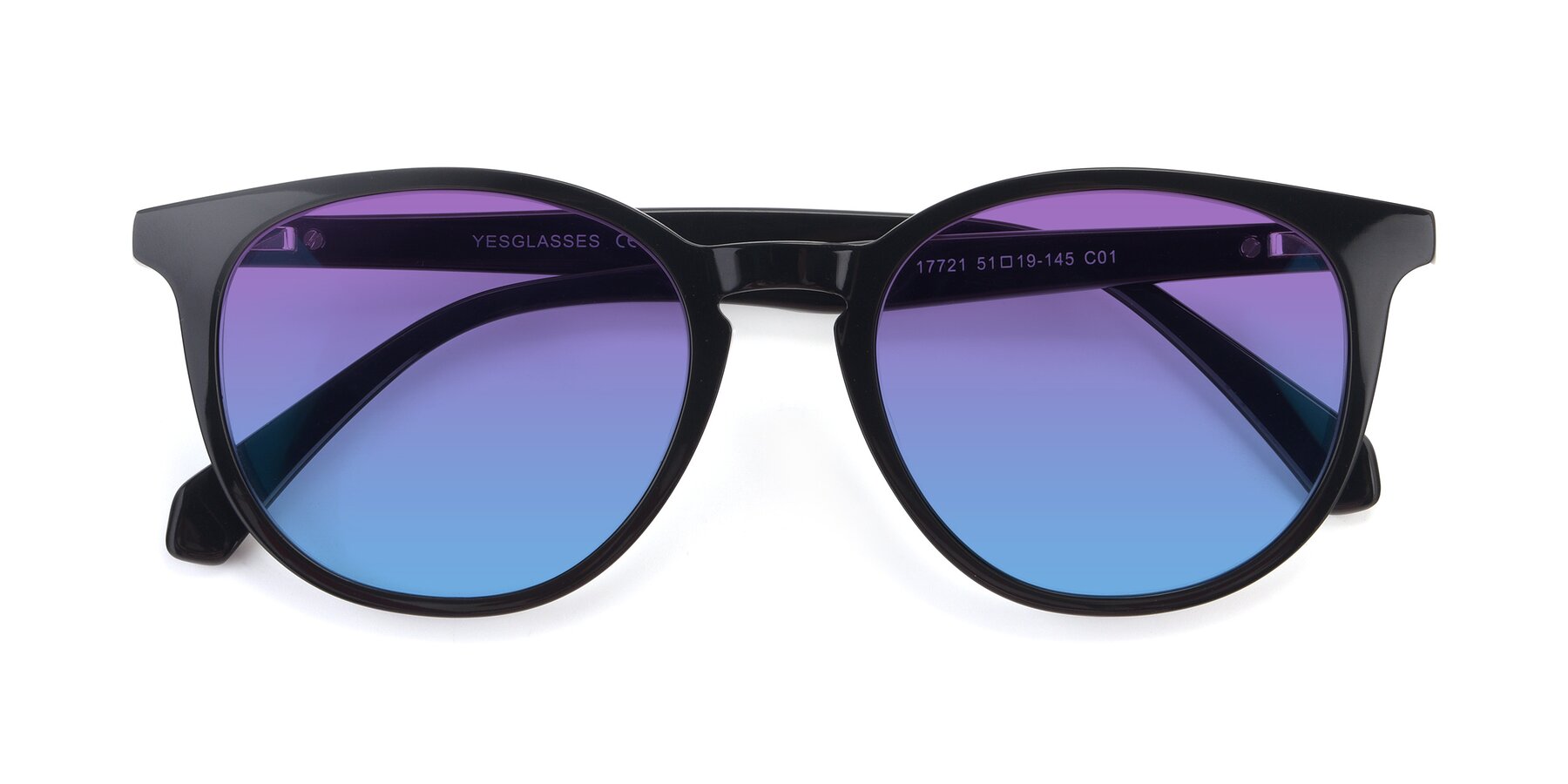Folded Front of 17721 in Black with Purple / Blue Gradient Lenses