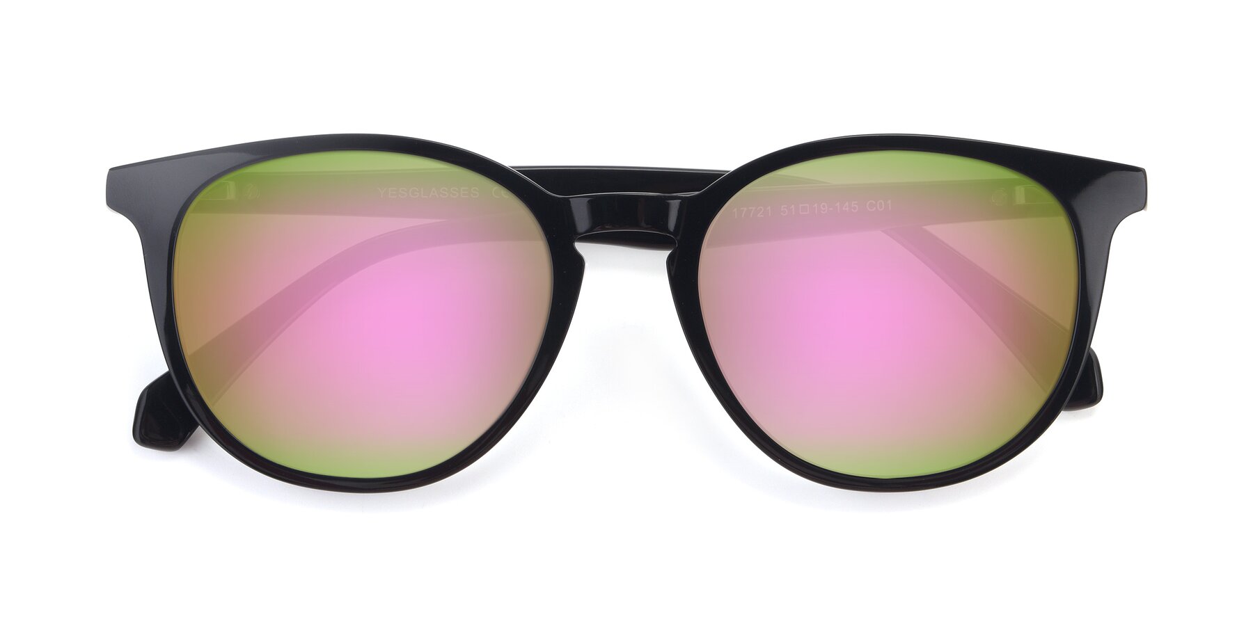 Folded Front of 17721 in Black with Pink Mirrored Lenses