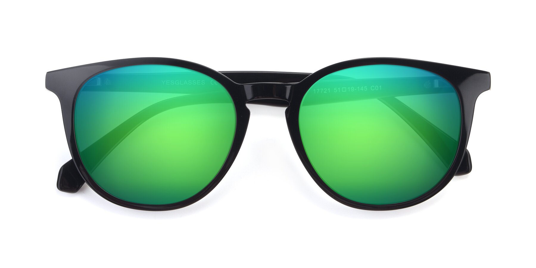 Folded Front of 17721 in Black with Green Mirrored Lenses