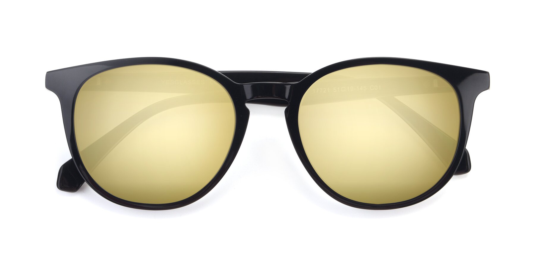 Folded Front of 17721 in Black with Gold Mirrored Lenses