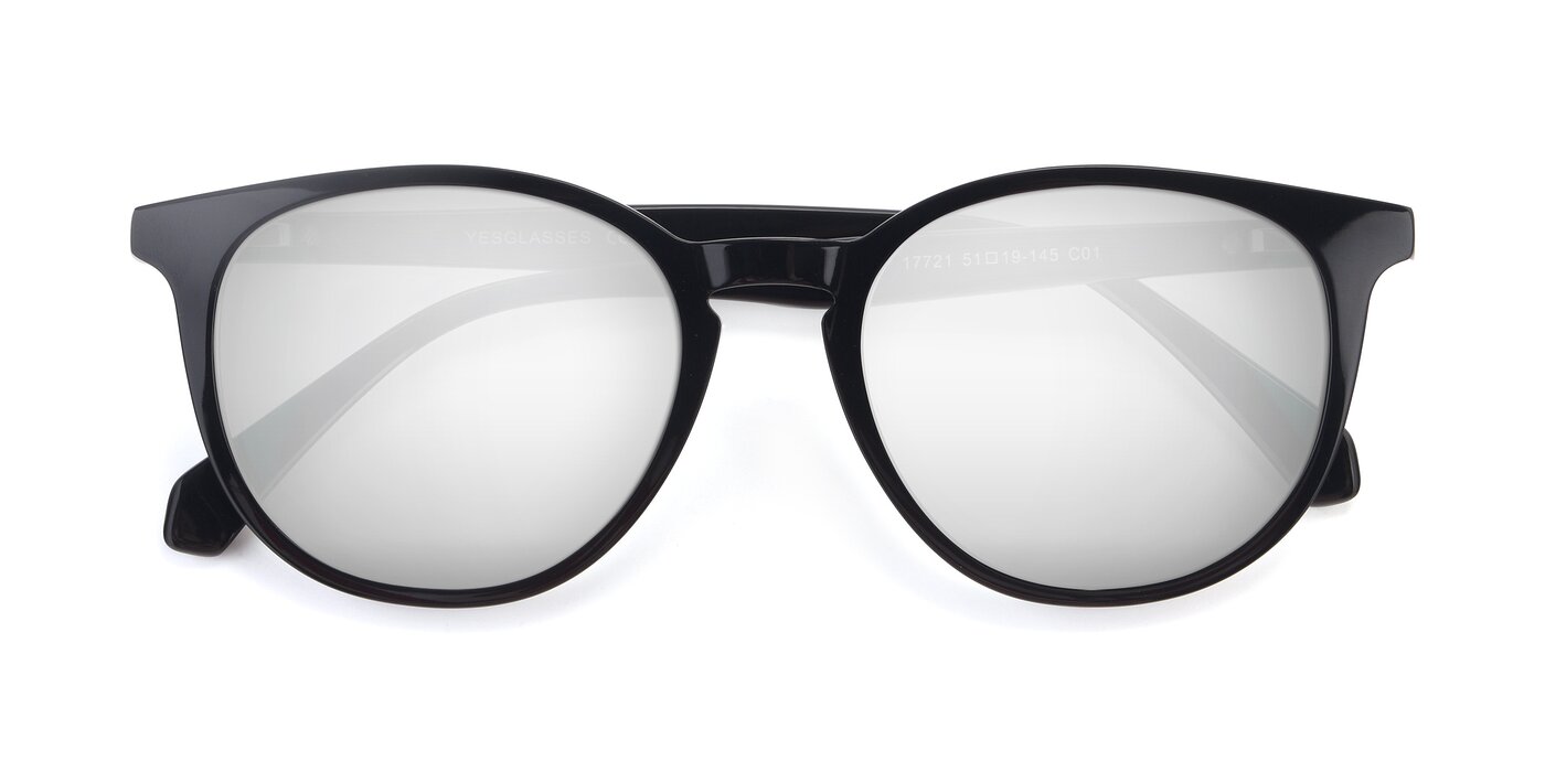 17721 - Black Flash Mirrored Sunglasses