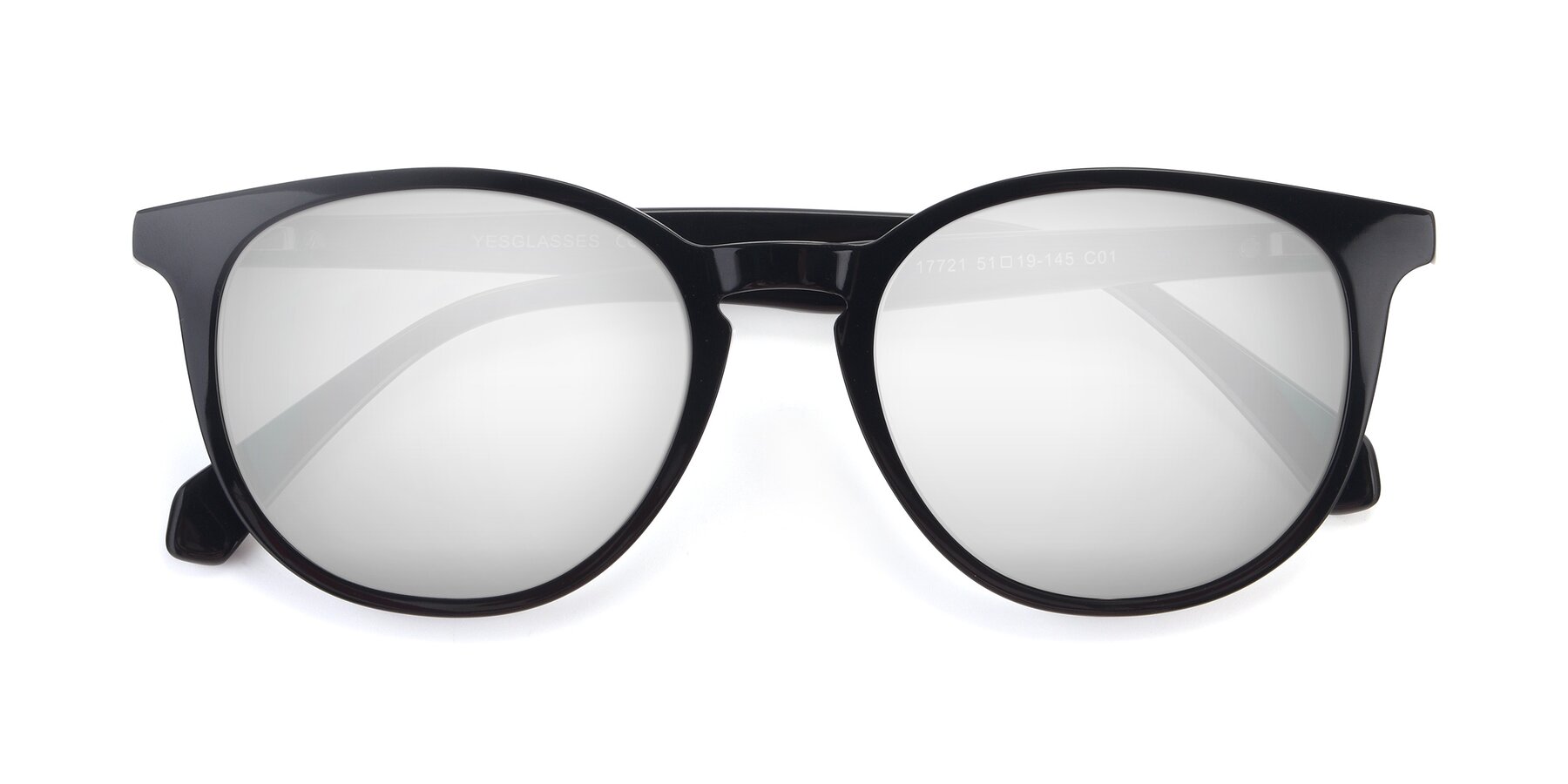 Folded Front of 17721 in Black with Silver Mirrored Lenses