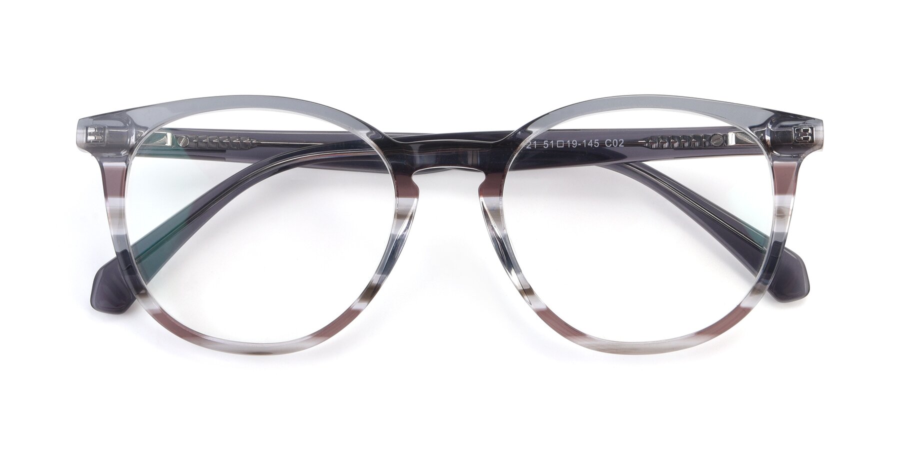 Folded Front of 17721 in Stripe Grey with Clear Blue Light Blocking Lenses
