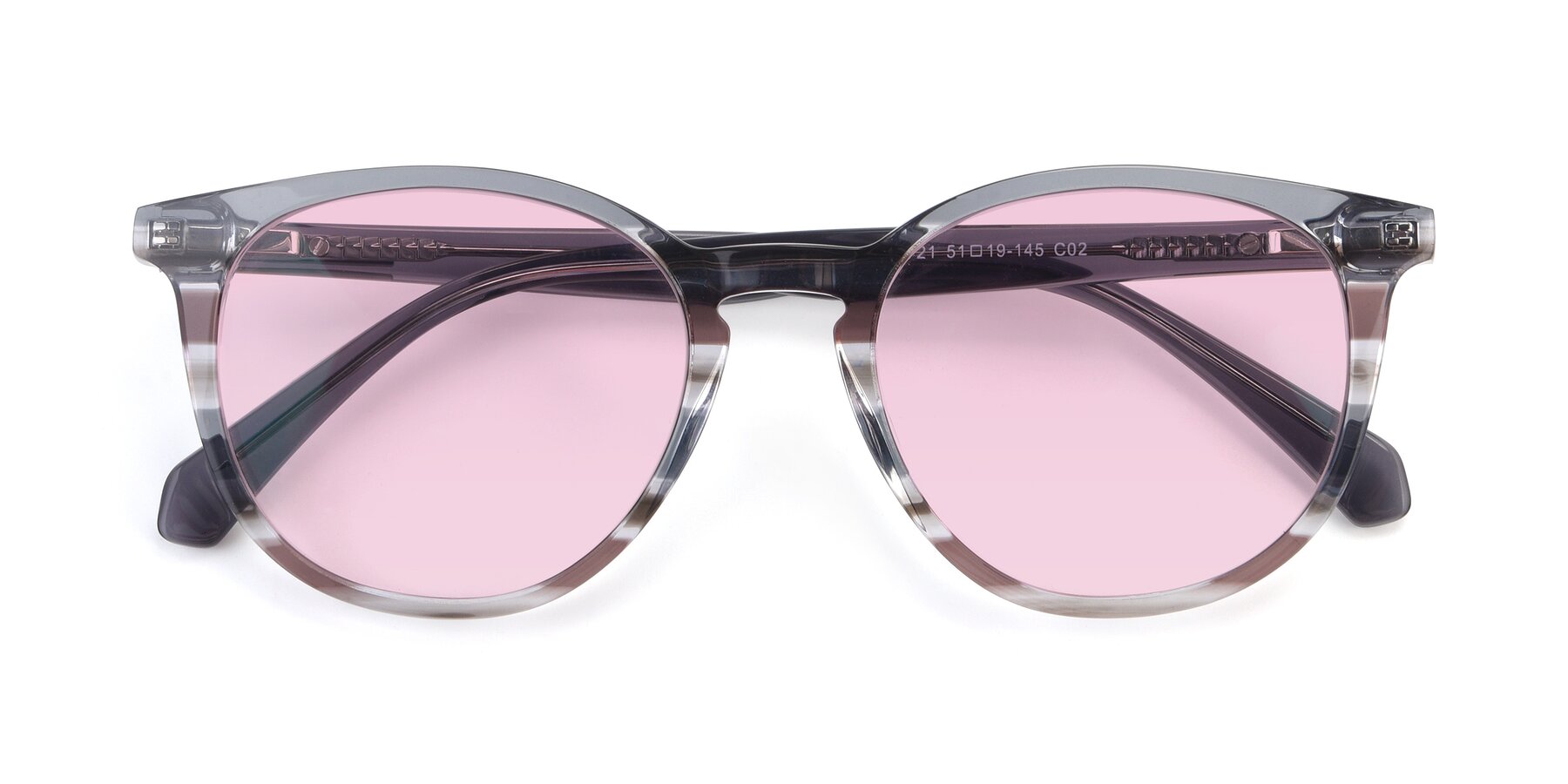 Folded Front of 17721 in Stripe Grey with Light Pink Tinted Lenses