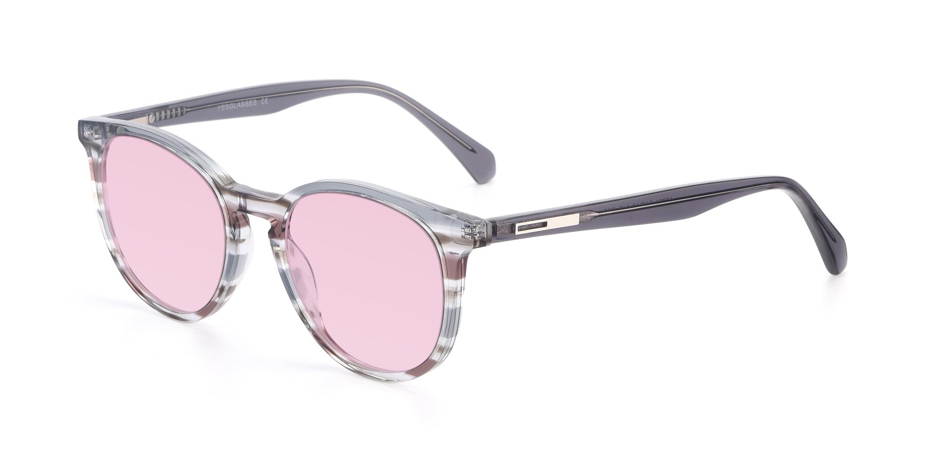 Angle of 17721 in Stripe Grey with Light Pink Tinted Lenses