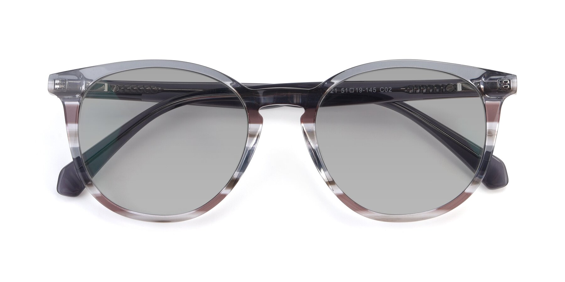 Folded Front of 17721 in Stripe Grey with Light Gray Tinted Lenses