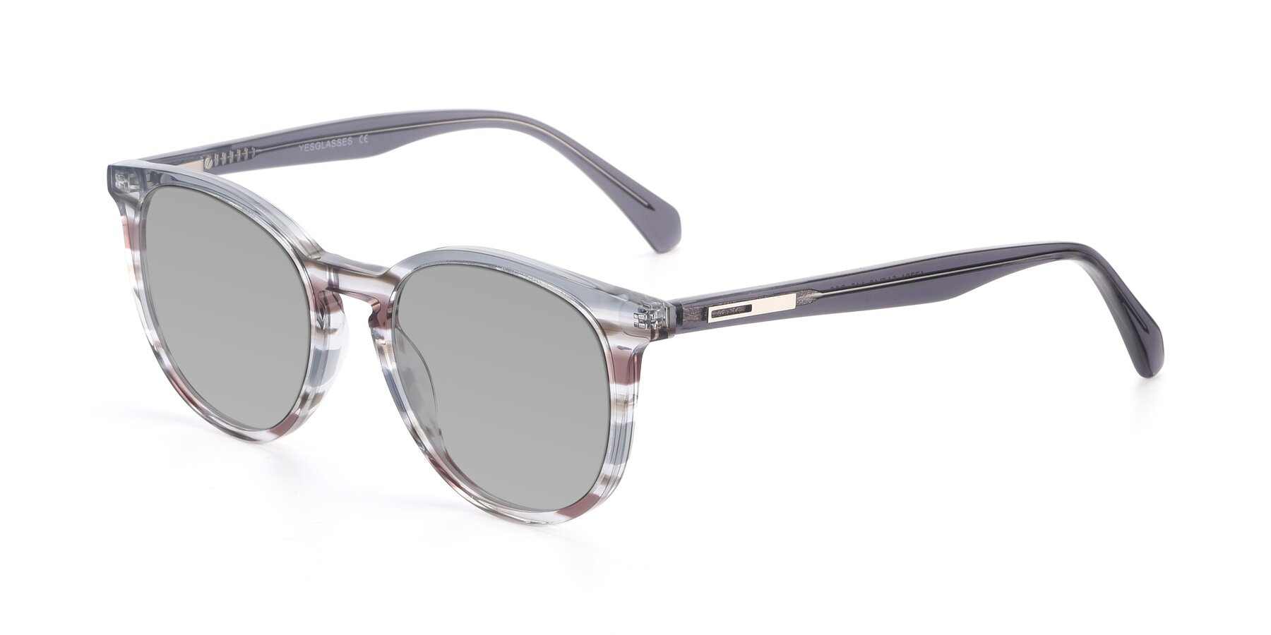 Angle of 17721 in Stripe Grey with Light Gray Tinted Lenses