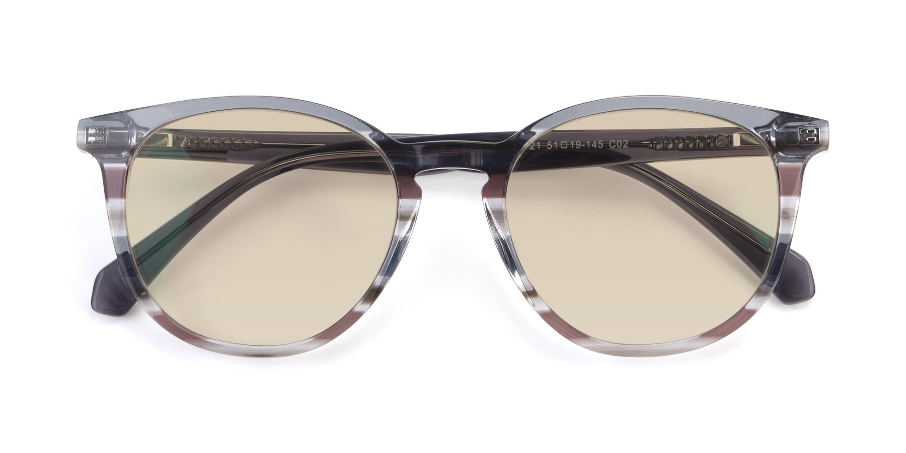 Folded Front of 17721 in Stripe Grey with Light Brown Tinted Lenses