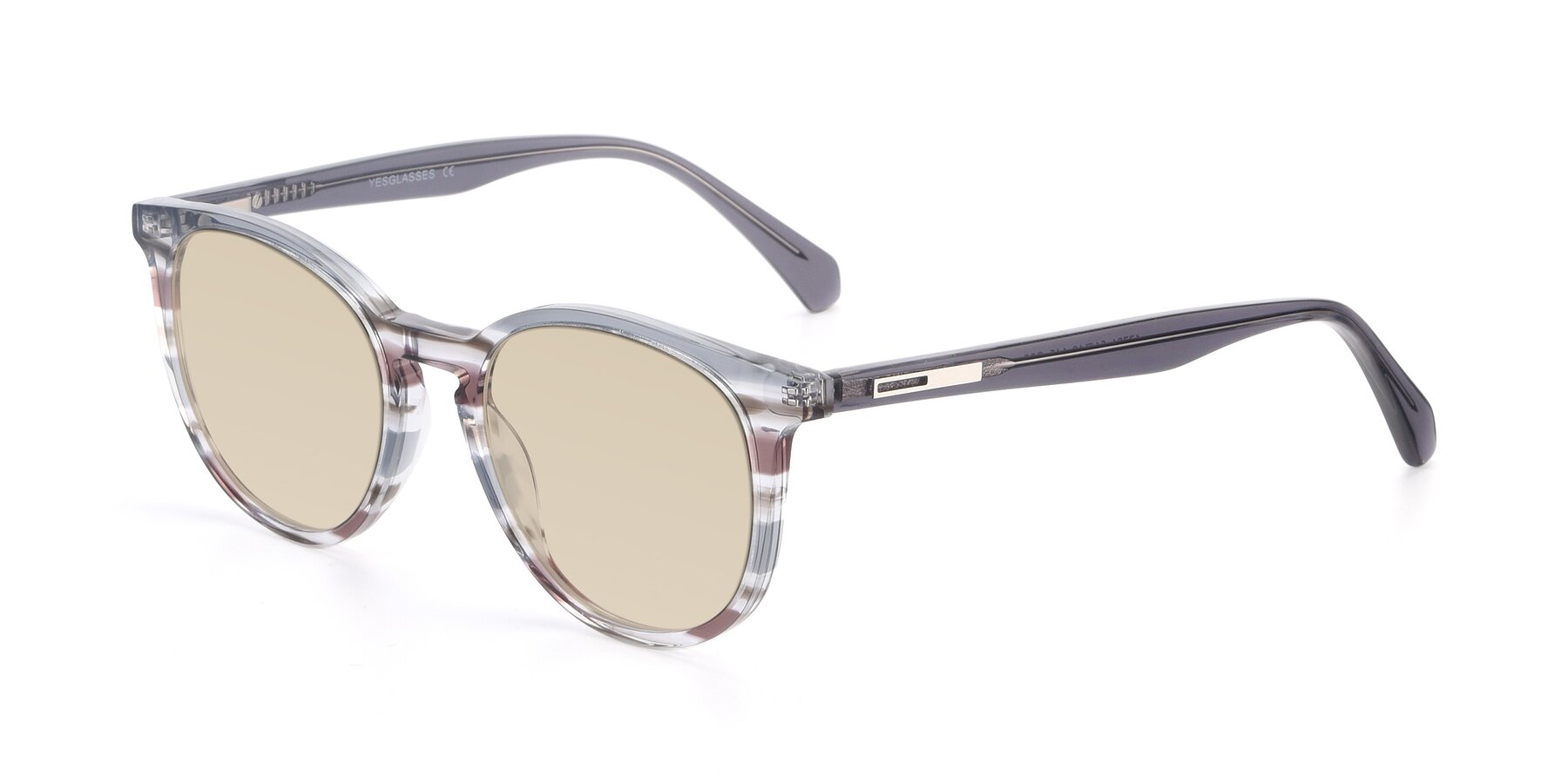 Angle of 17721 in Stripe Grey with Light Brown Tinted Lenses