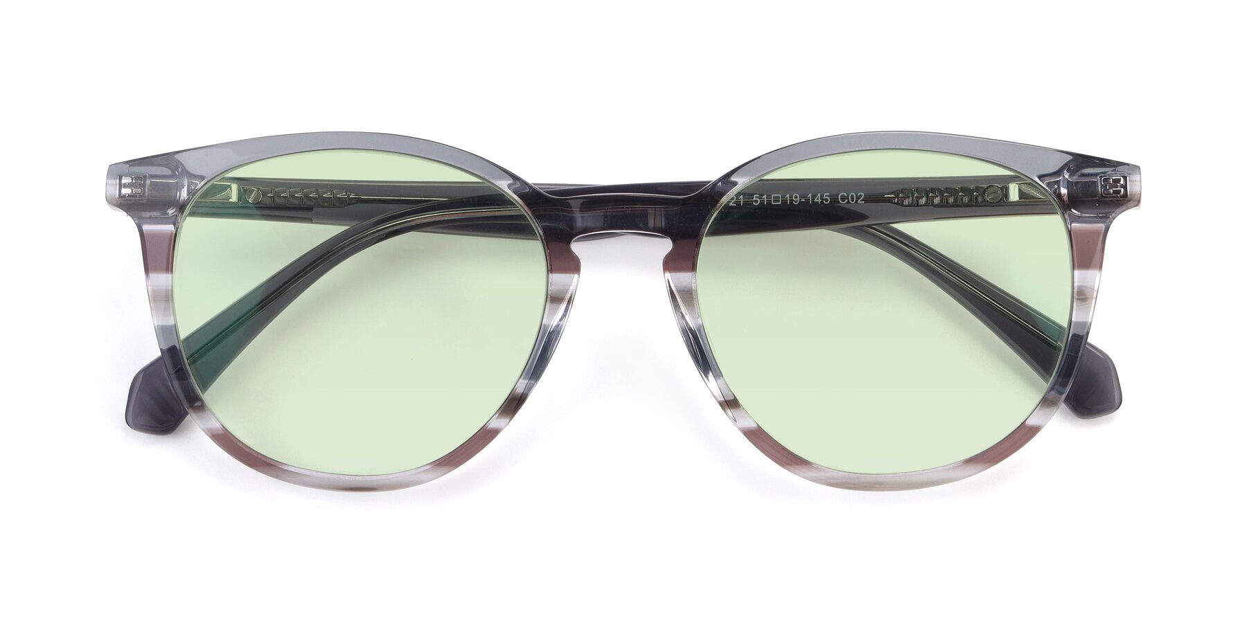 Folded Front of 17721 in Stripe Grey with Light Green Tinted Lenses