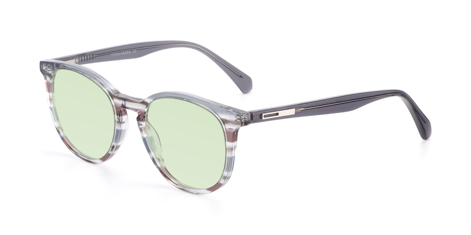Angle of 17721 in Stripe Grey with Light Green Tinted Lenses