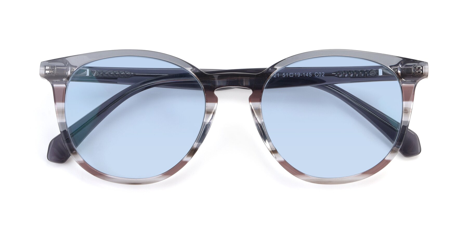 Folded Front of 17721 in Stripe Grey with Light Blue Tinted Lenses