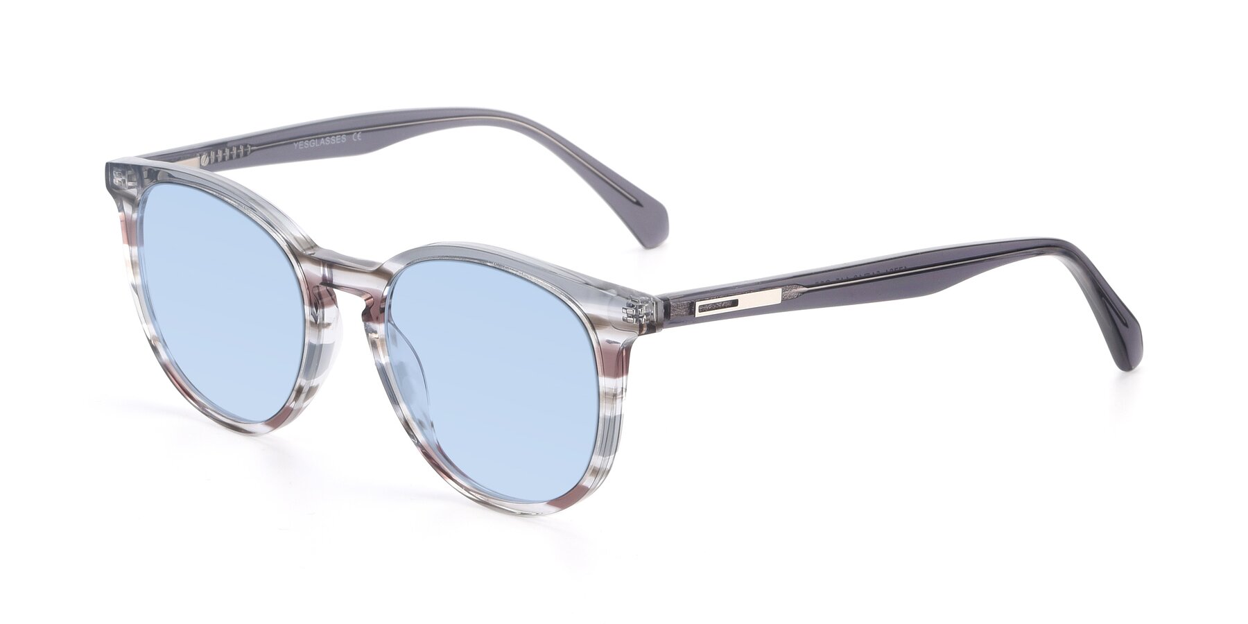 Angle of 17721 in Stripe Grey with Light Blue Tinted Lenses