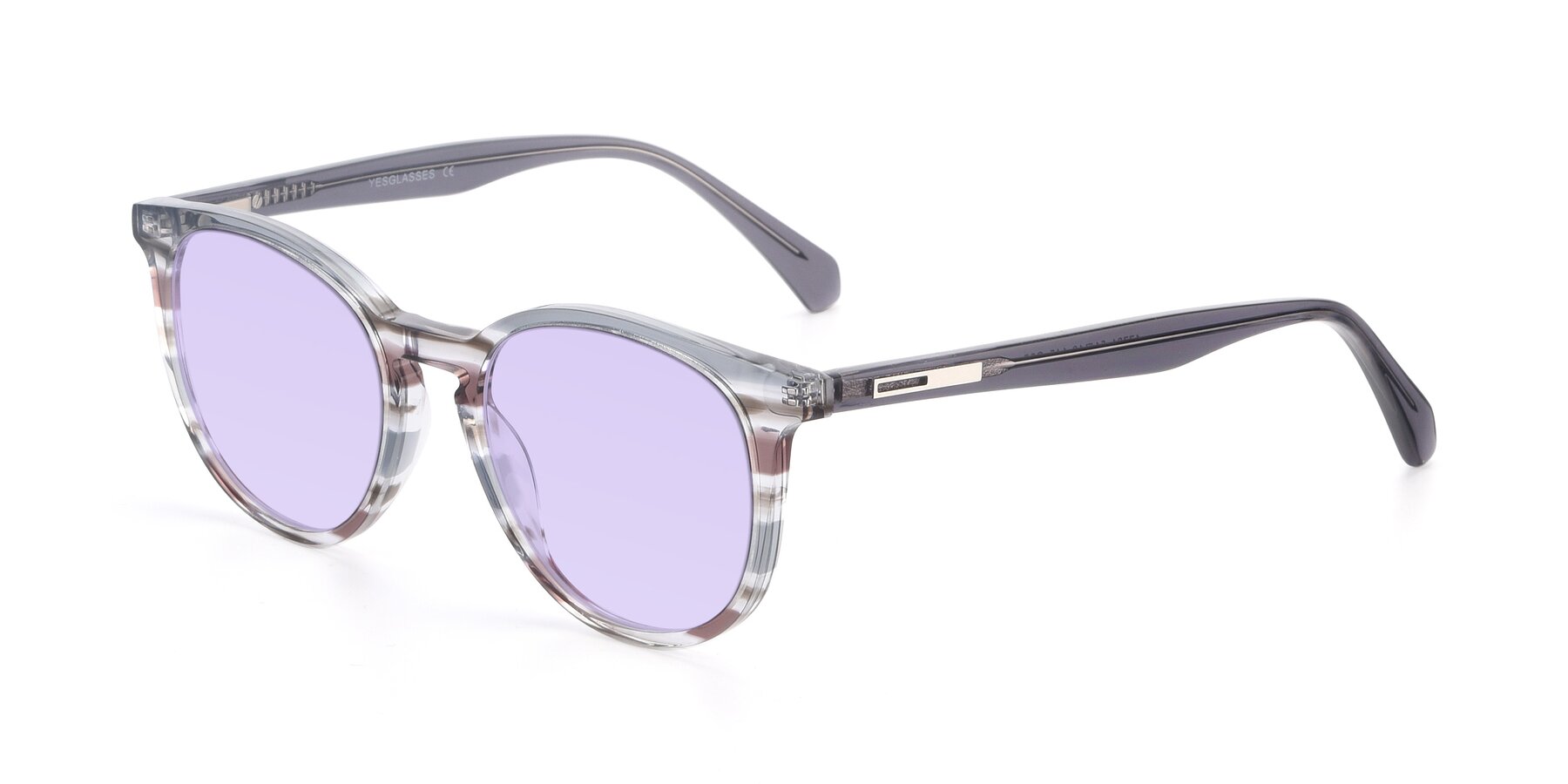 Angle of 17721 in Stripe Grey with Light Purple Tinted Lenses