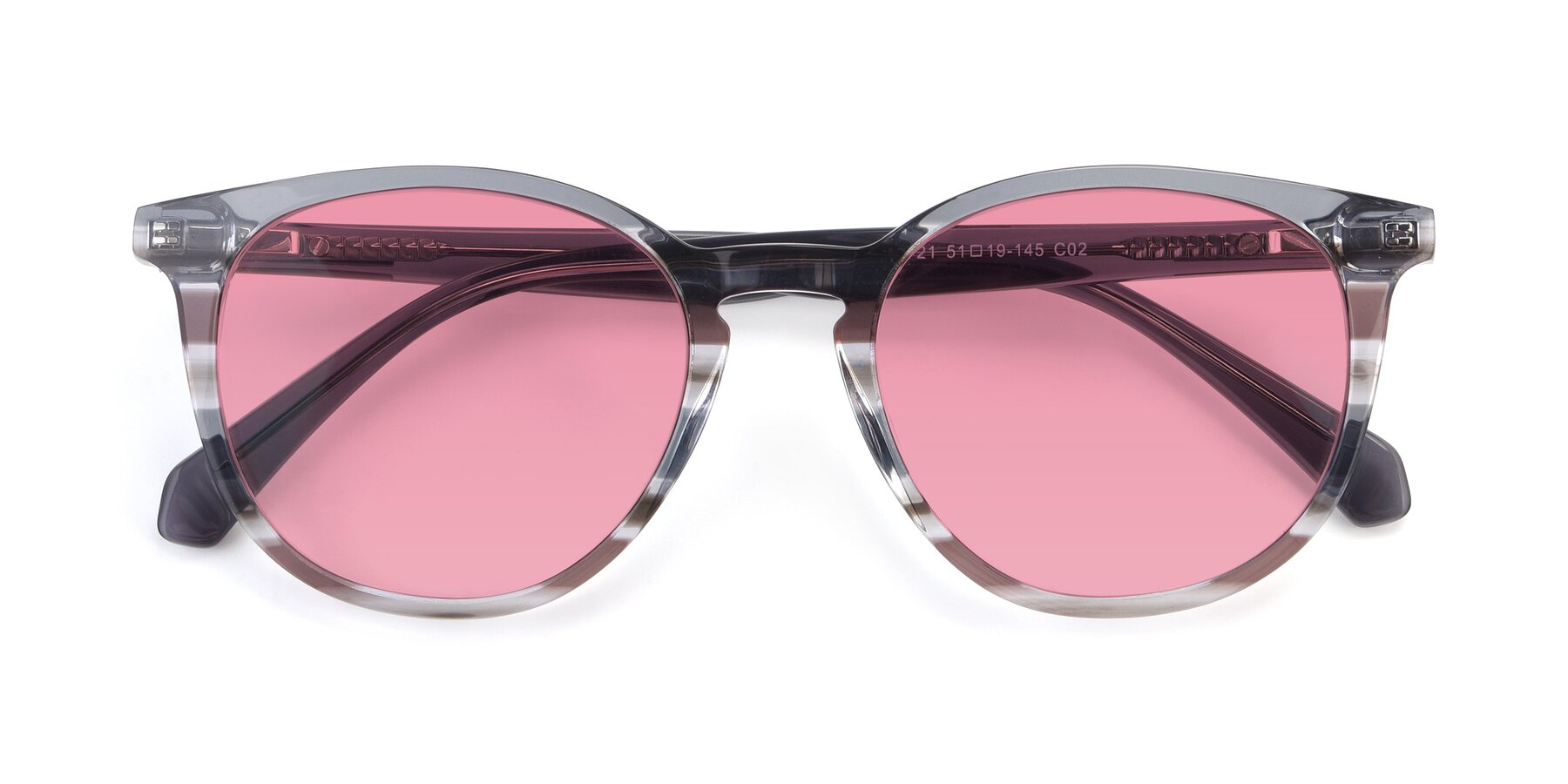 Folded Front of 17721 in Stripe Grey with Pink Tinted Lenses