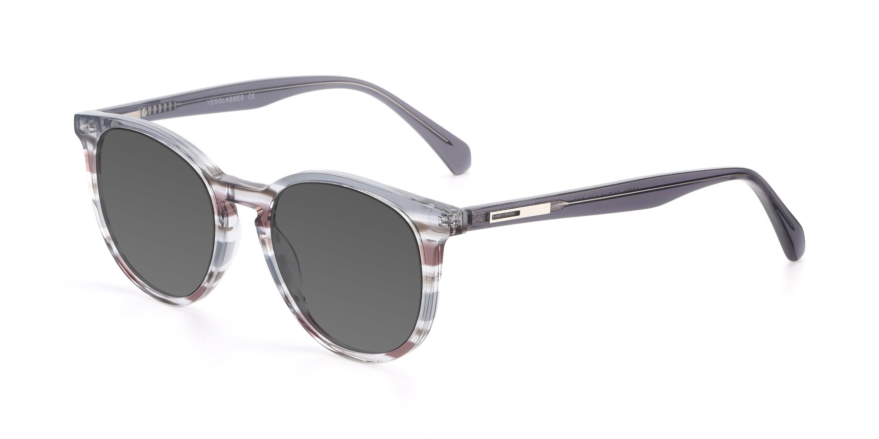 Angle of 17721 in Stripe Grey with Medium Gray Tinted Lenses