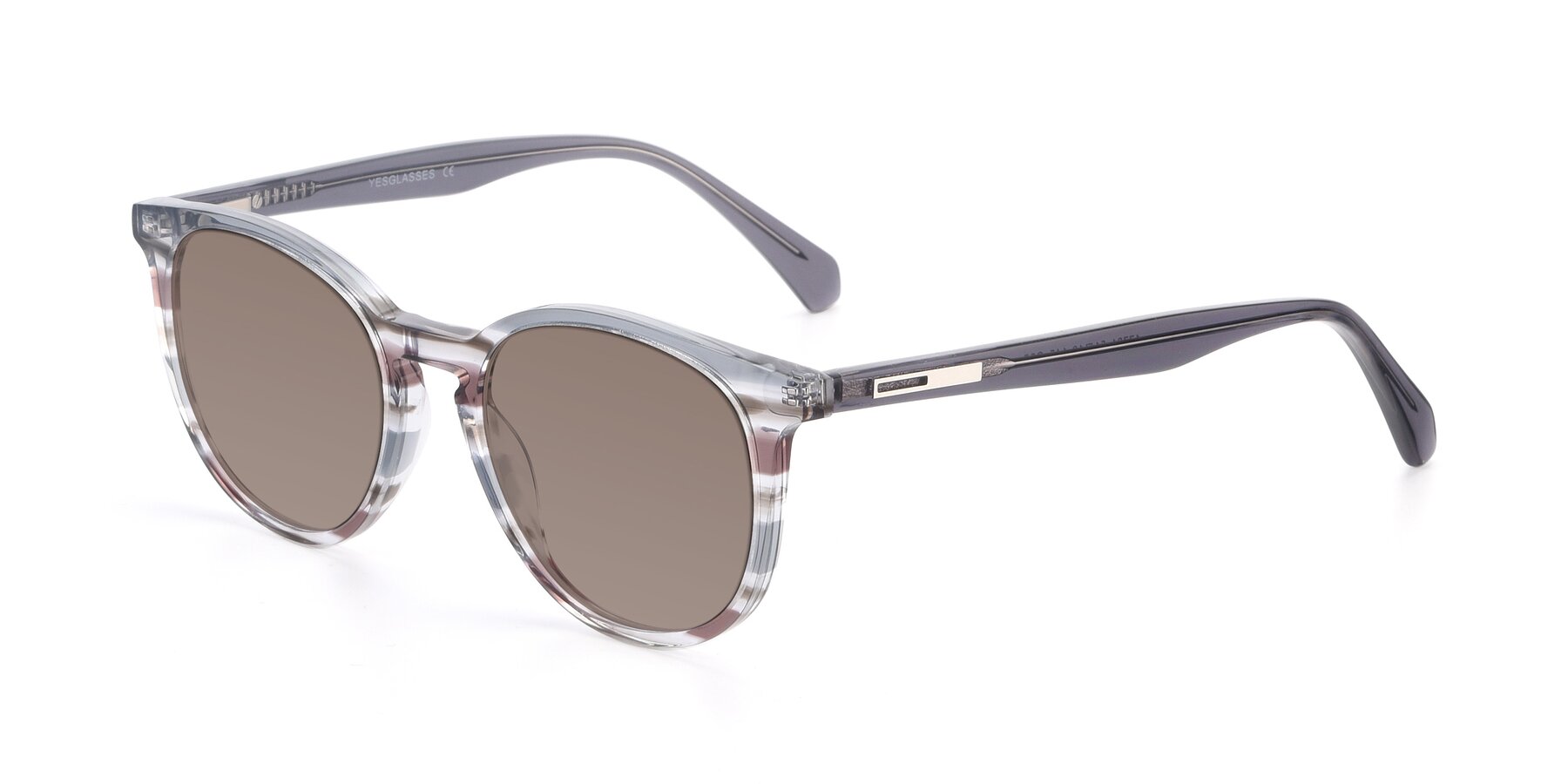 Angle of 17721 in Stripe Grey with Medium Brown Tinted Lenses