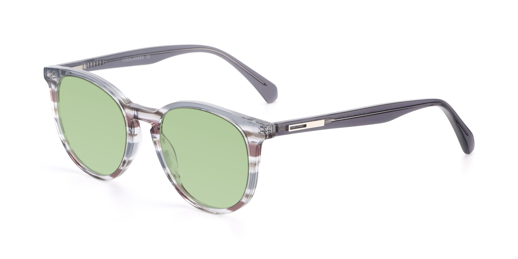 Angle of 17721 in Stripe Grey with Medium Green Tinted Lenses