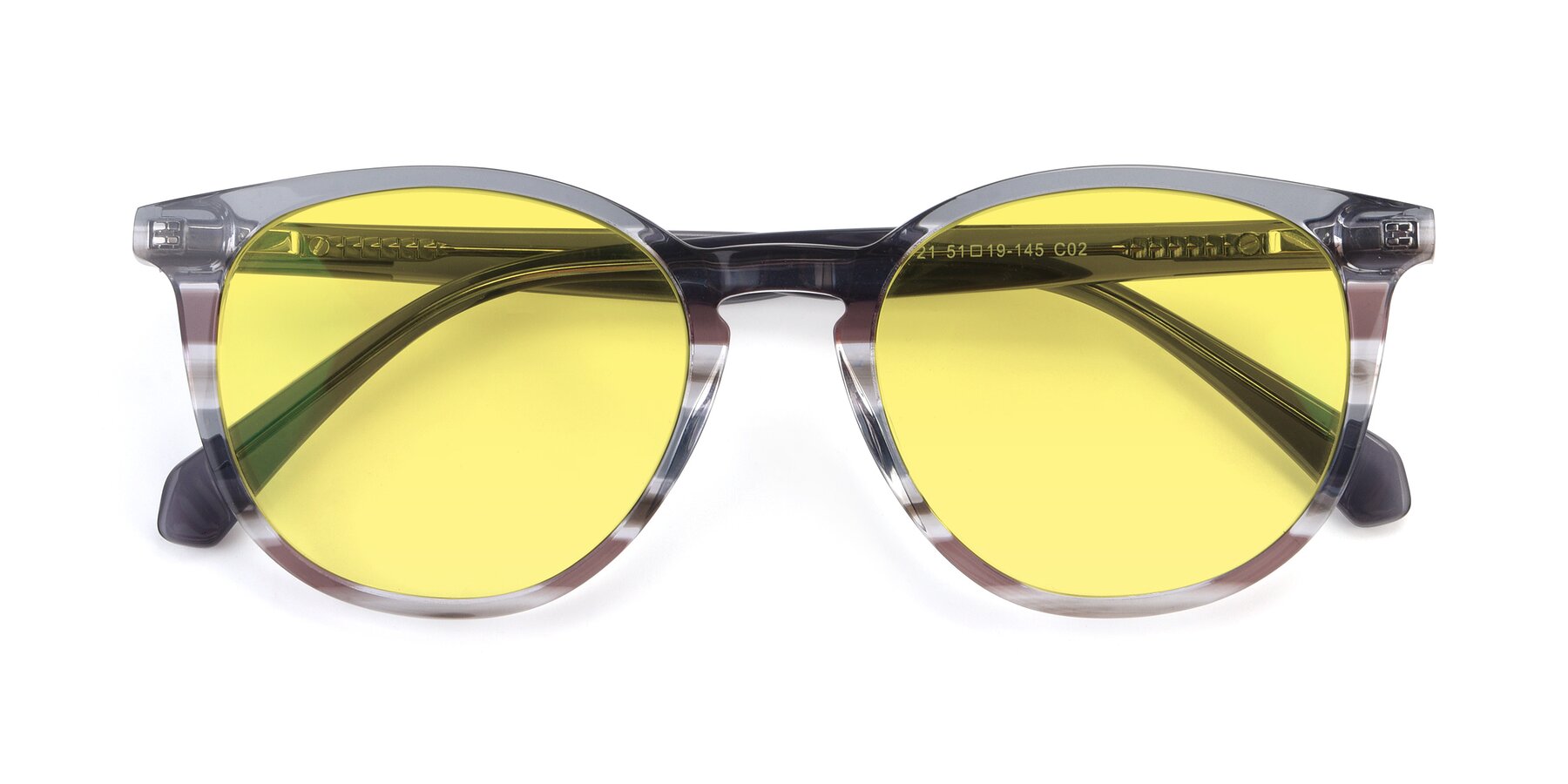 Folded Front of 17721 in Stripe Grey with Medium Yellow Tinted Lenses