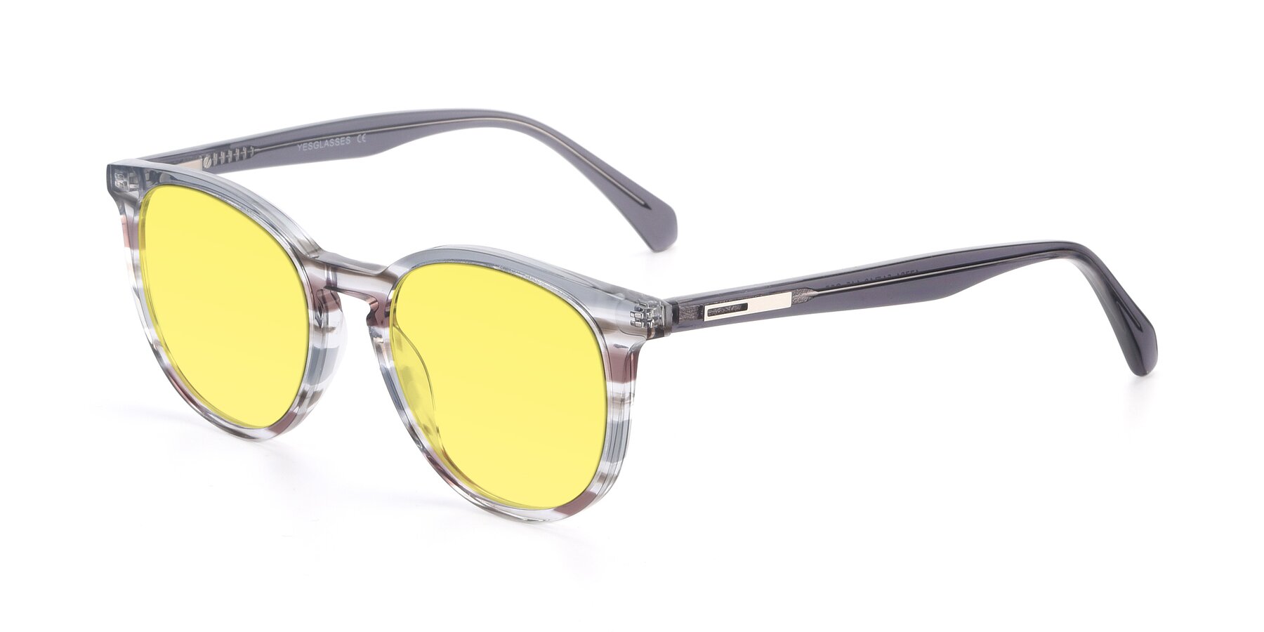 Angle of 17721 in Stripe Grey with Medium Yellow Tinted Lenses