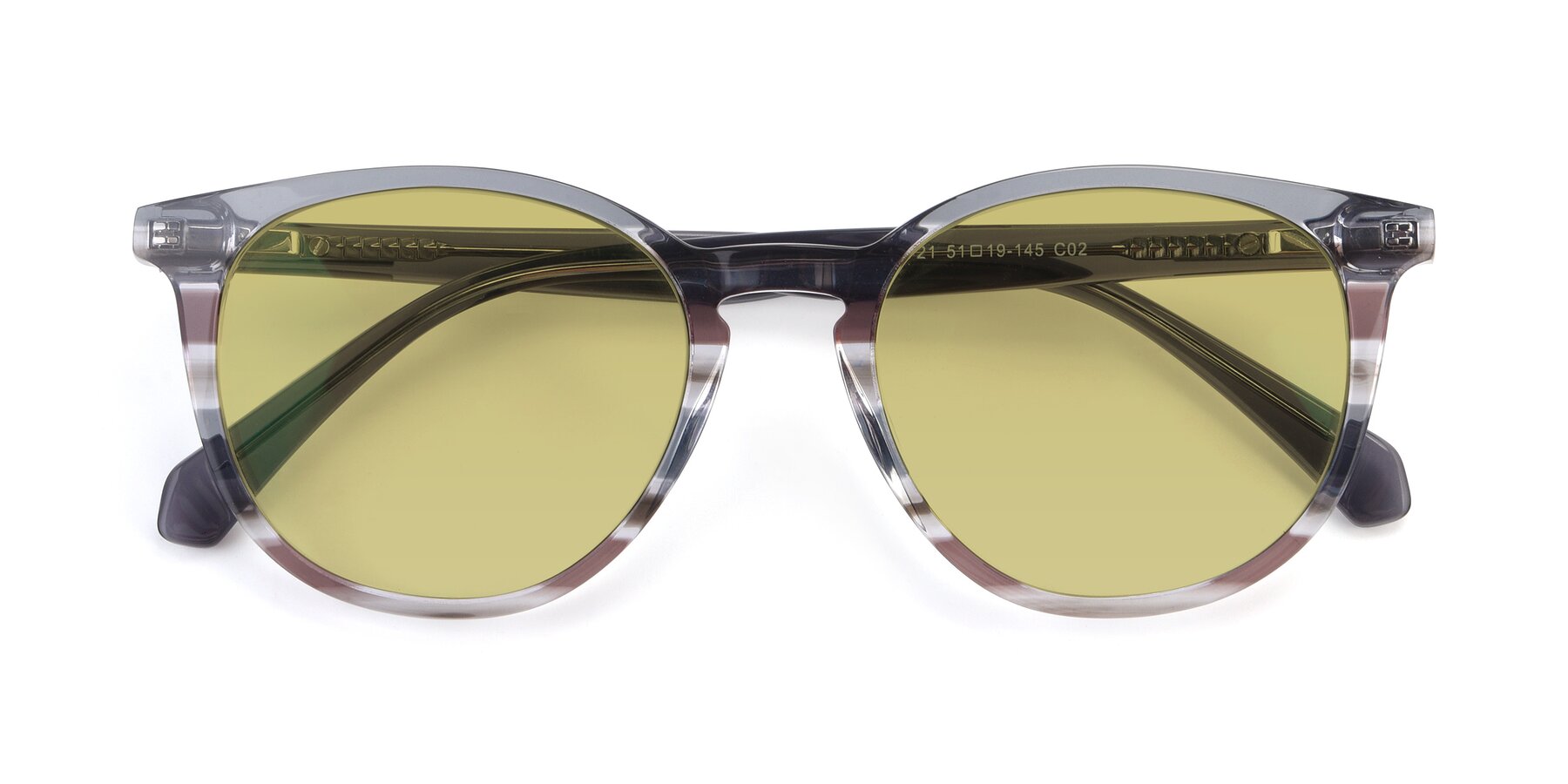 Folded Front of 17721 in Stripe Grey with Medium Champagne Tinted Lenses
