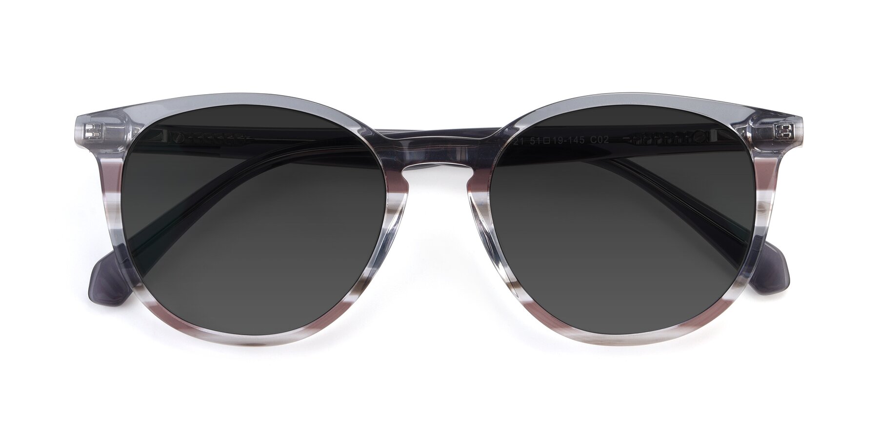 Folded Front of 17721 in Stripe Grey with Gray Tinted Lenses