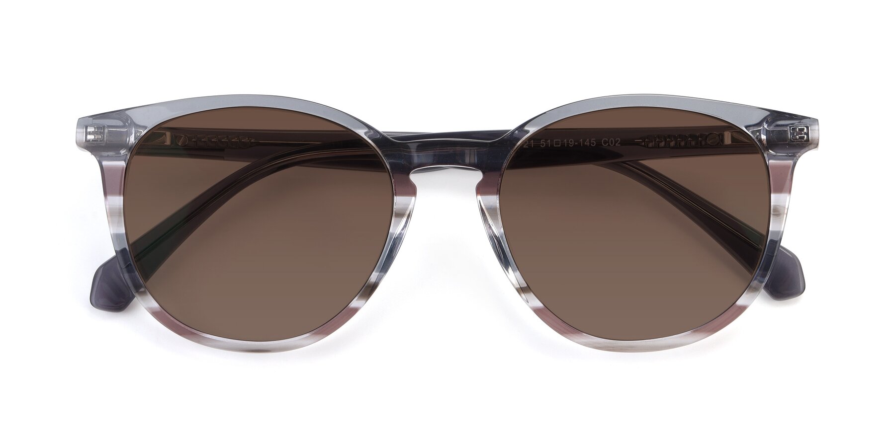 Folded Front of 17721 in Stripe Grey with Brown Tinted Lenses