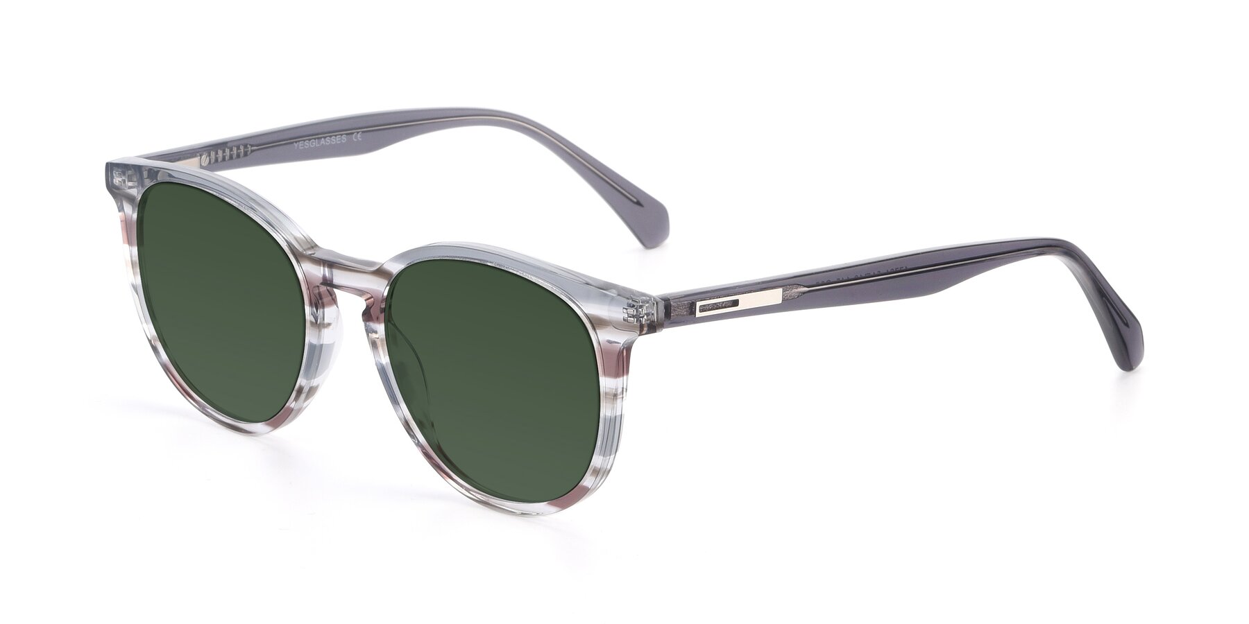 Angle of 17721 in Stripe Grey with Green Tinted Lenses