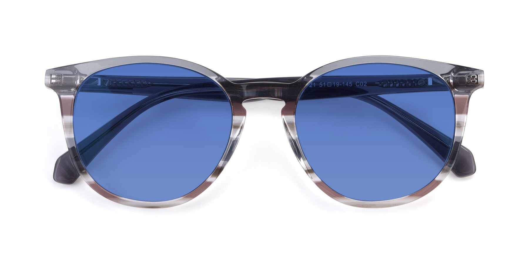 Folded Front of 17721 in Stripe Grey with Blue Tinted Lenses