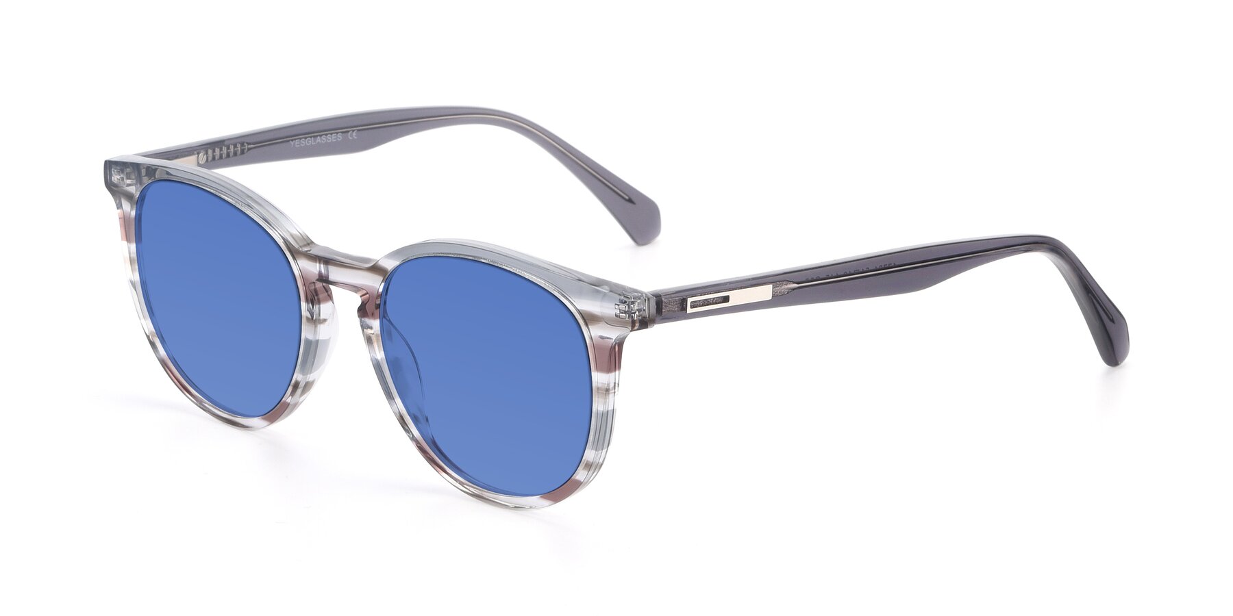 Angle of 17721 in Stripe Grey with Blue Tinted Lenses