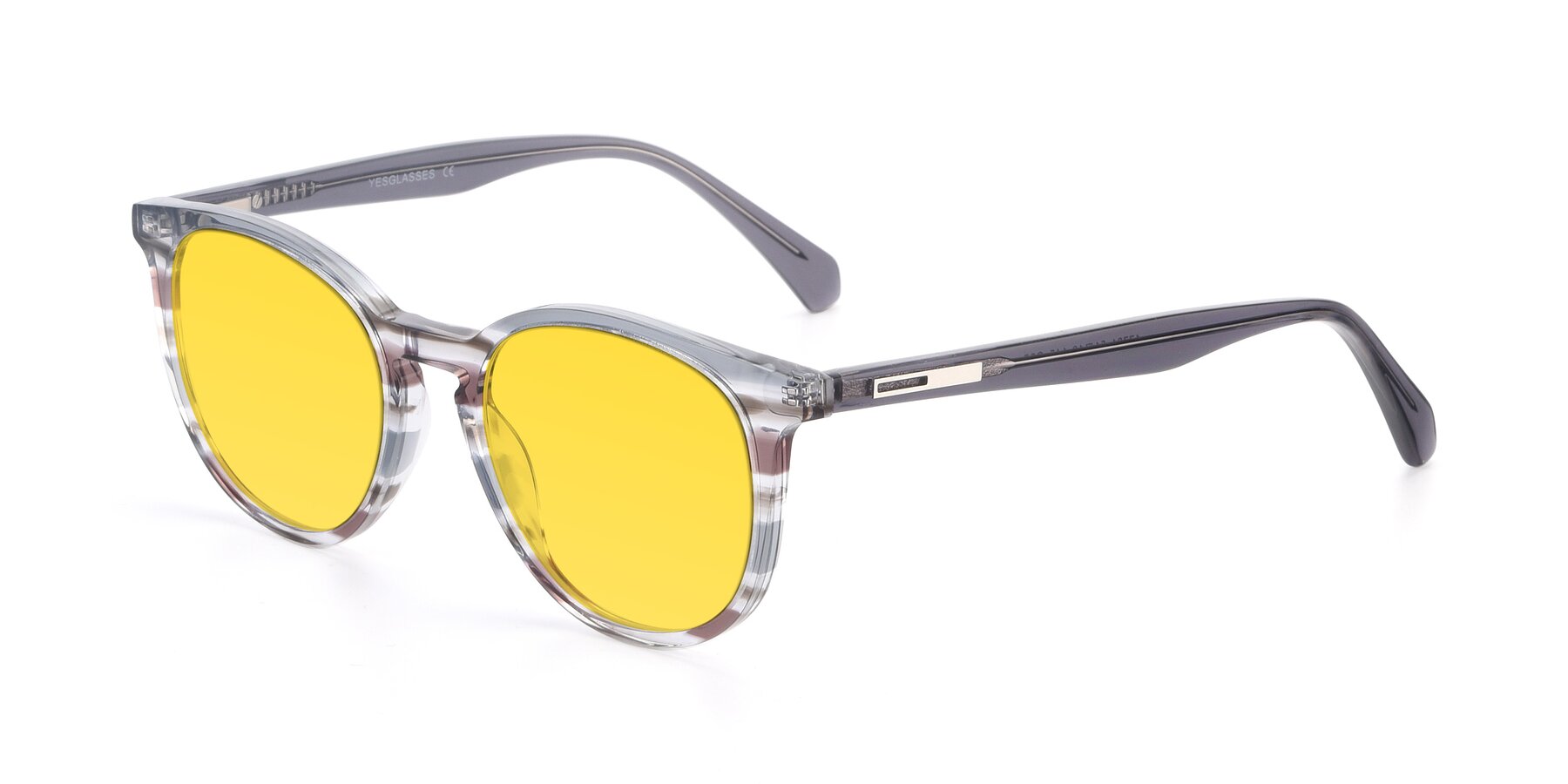 Angle of 17721 in Stripe Grey with Yellow Tinted Lenses