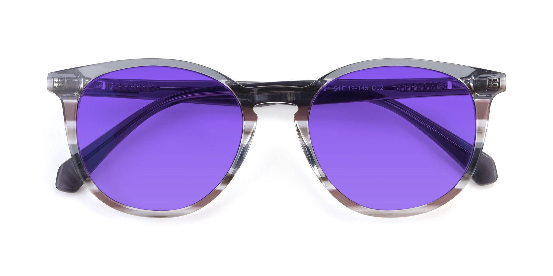 Folded Front of 17721 in Stripe Grey with Purple Tinted Lenses