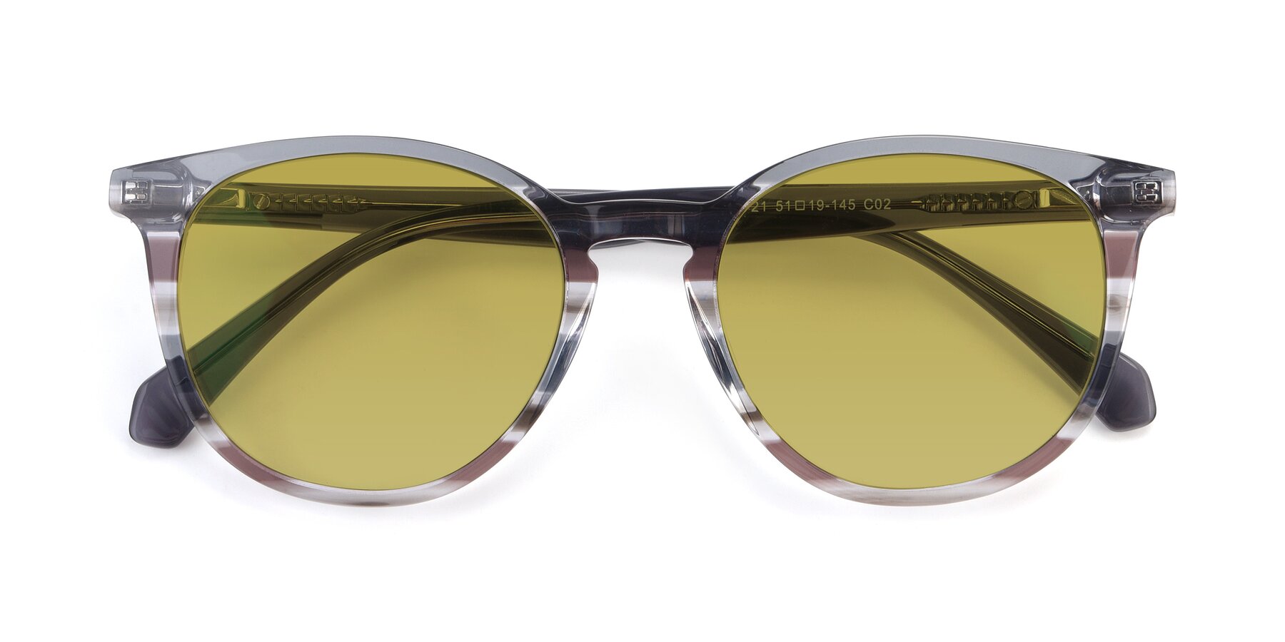 Folded Front of 17721 in Stripe Grey with Champagne Tinted Lenses