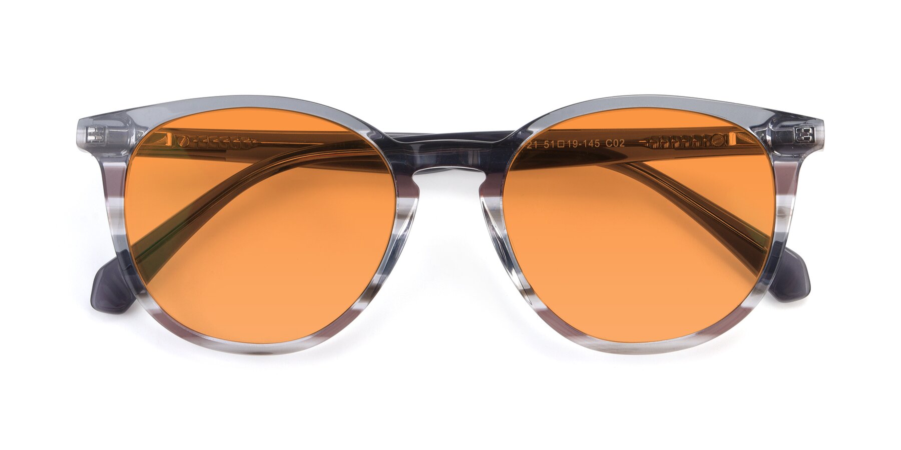 Folded Front of 17721 in Stripe Grey with Orange Tinted Lenses