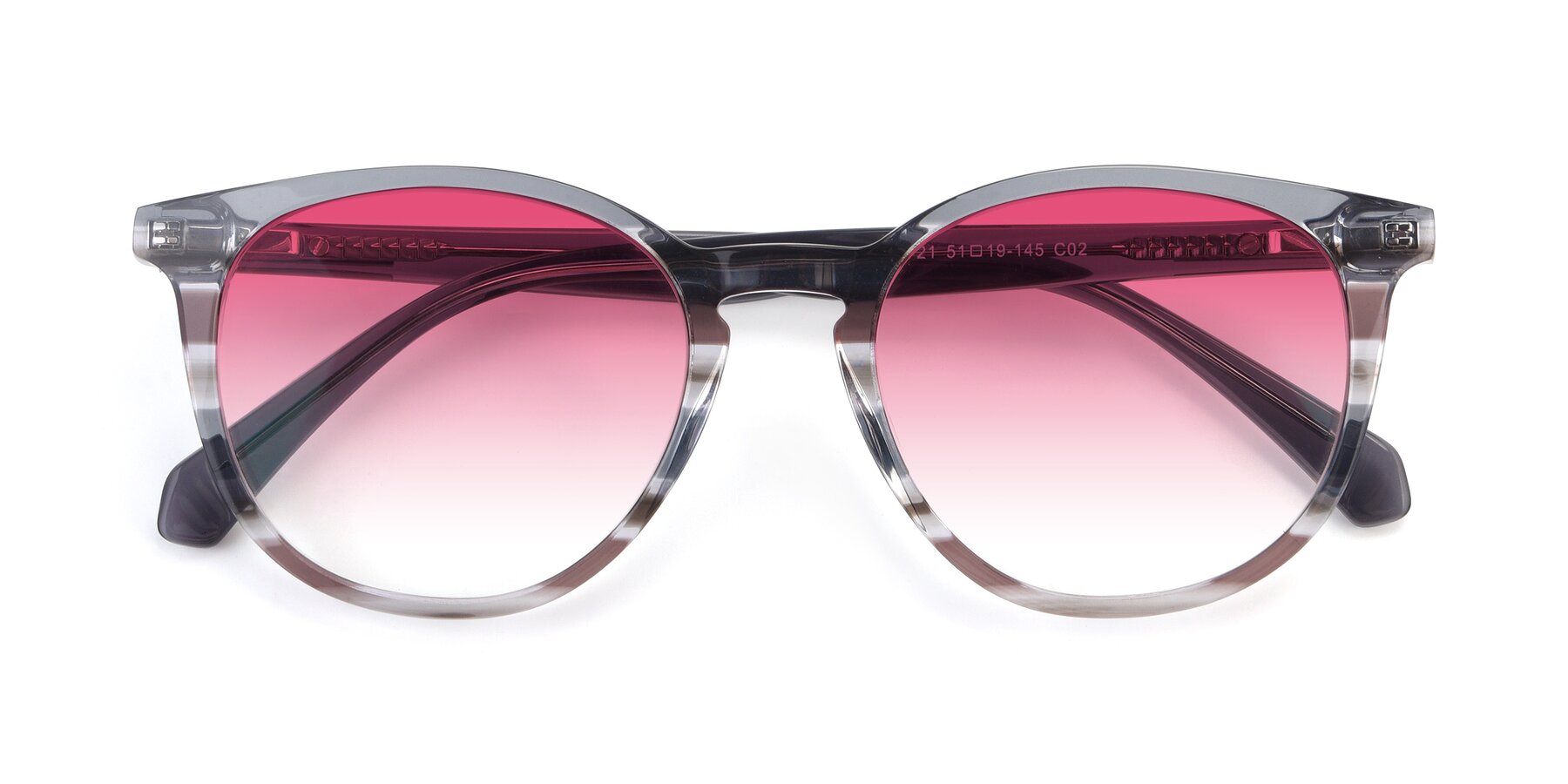 Folded Front of 17721 in Stripe Grey with Pink Gradient Lenses