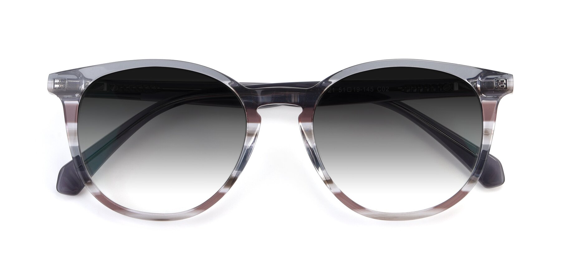 Folded Front of 17721 in Stripe Grey with Gray Gradient Lenses