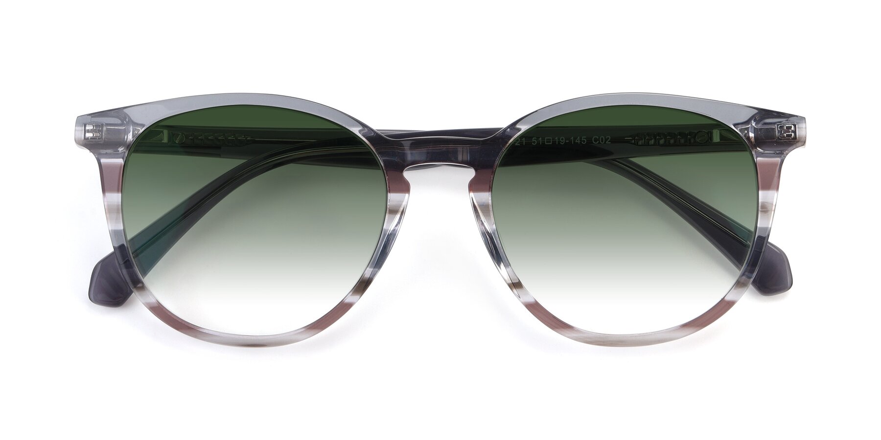 Folded Front of 17721 in Stripe Grey with Green Gradient Lenses
