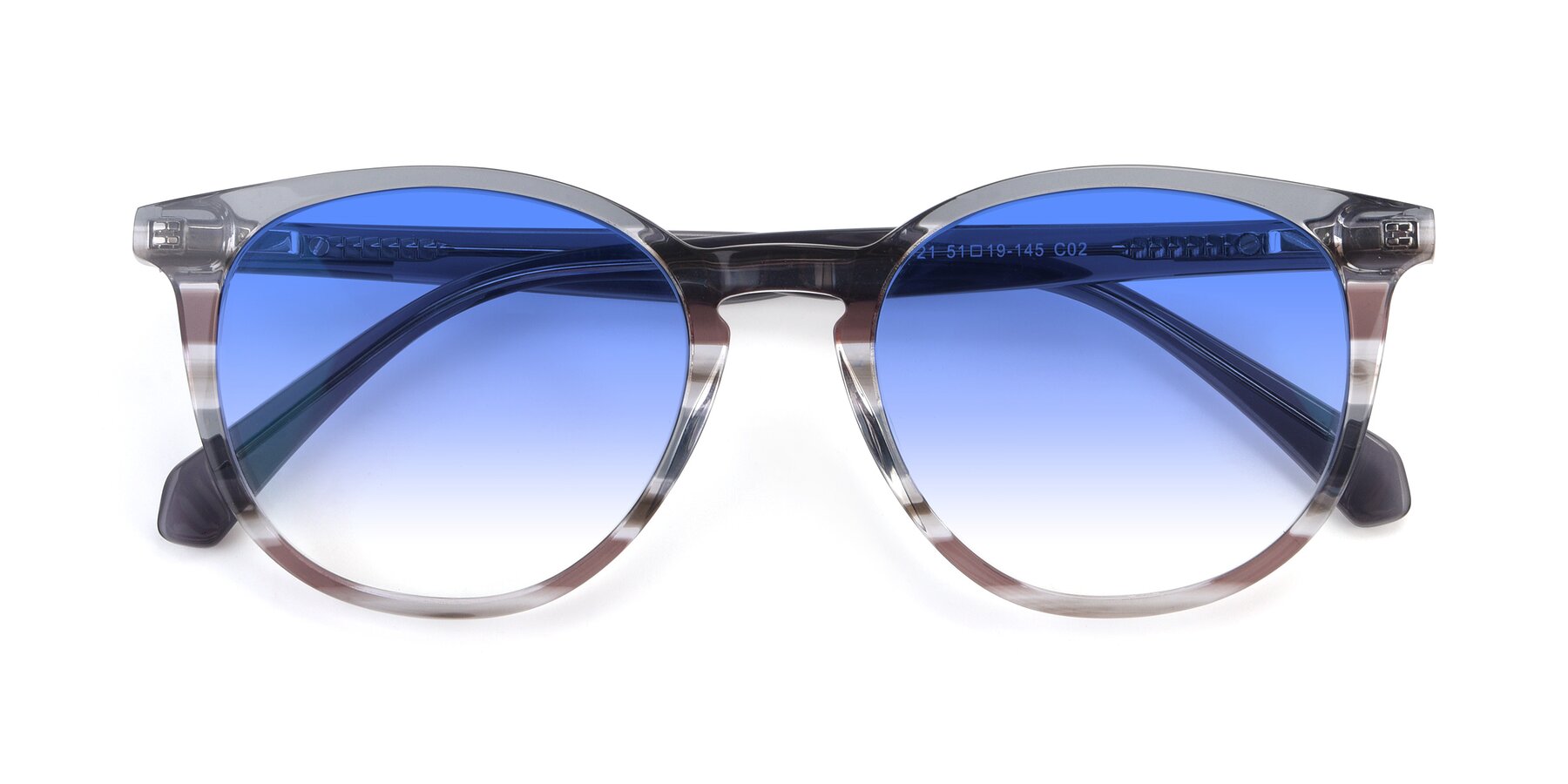Folded Front of 17721 in Stripe Grey with Blue Gradient Lenses