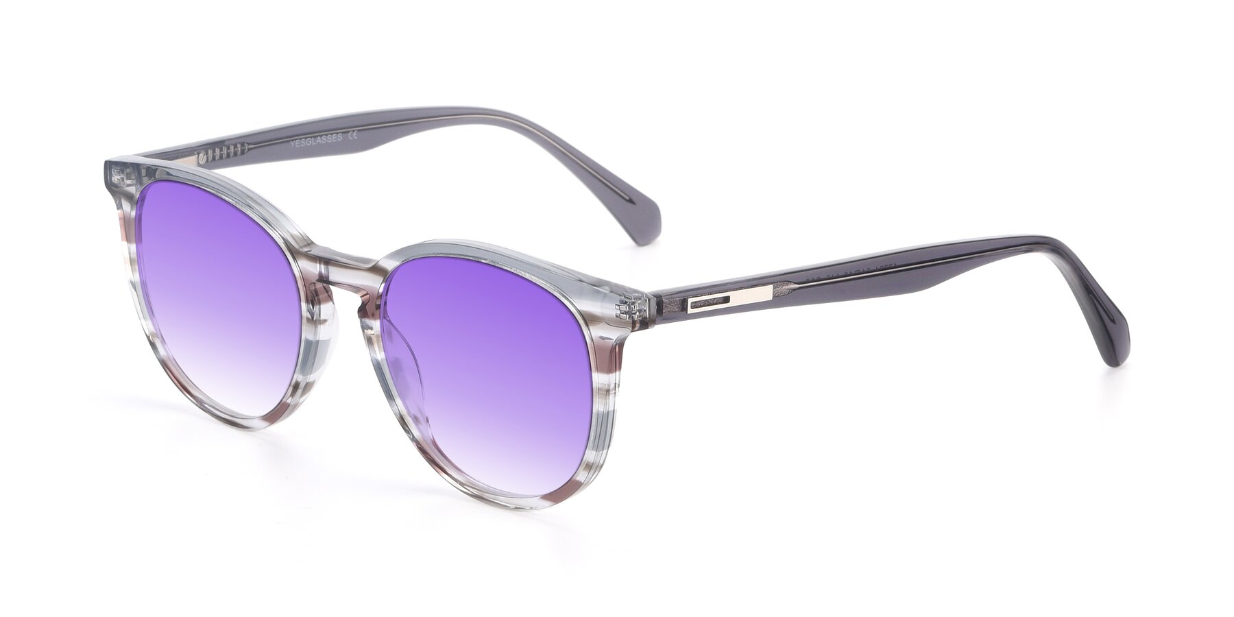 Angle of 17721 in Stripe Grey with Purple Gradient Lenses