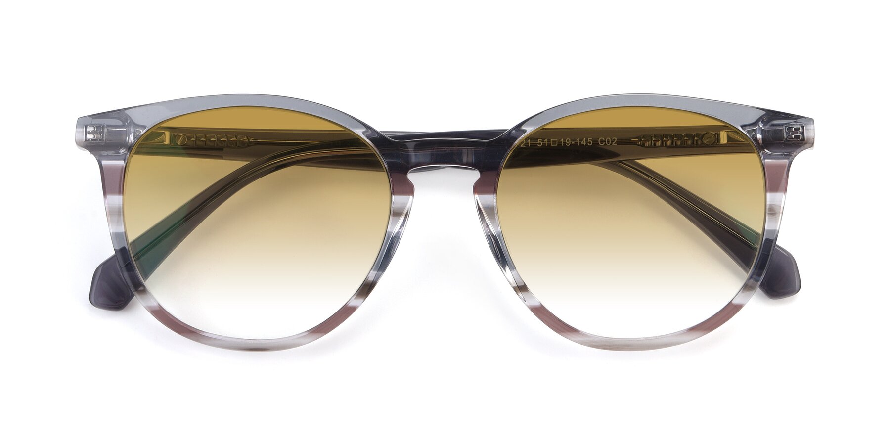 Folded Front of 17721 in Stripe Grey with Champagne Gradient Lenses