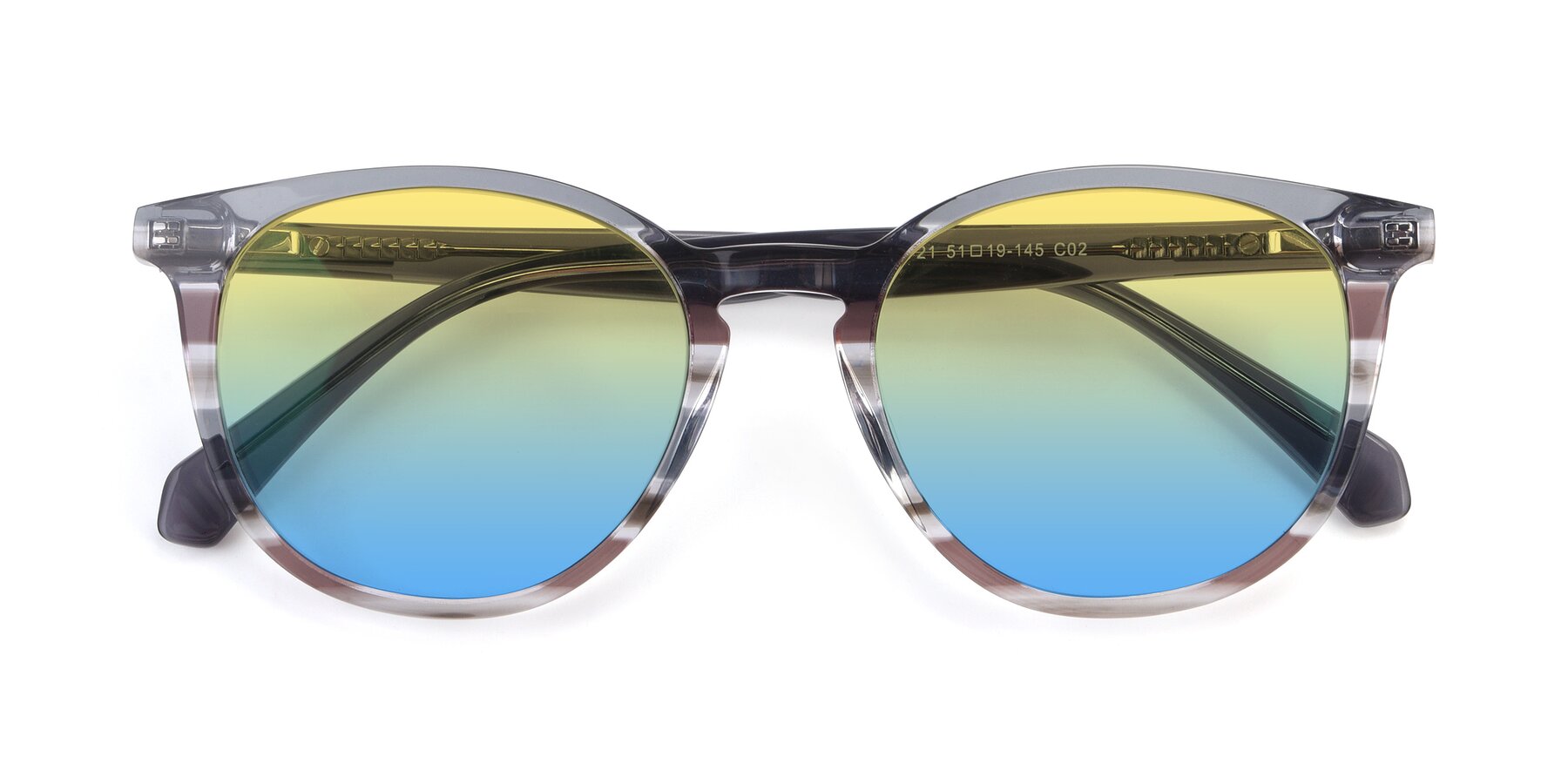 Folded Front of 17721 in Stripe Grey with Yellow / Blue Gradient Lenses
