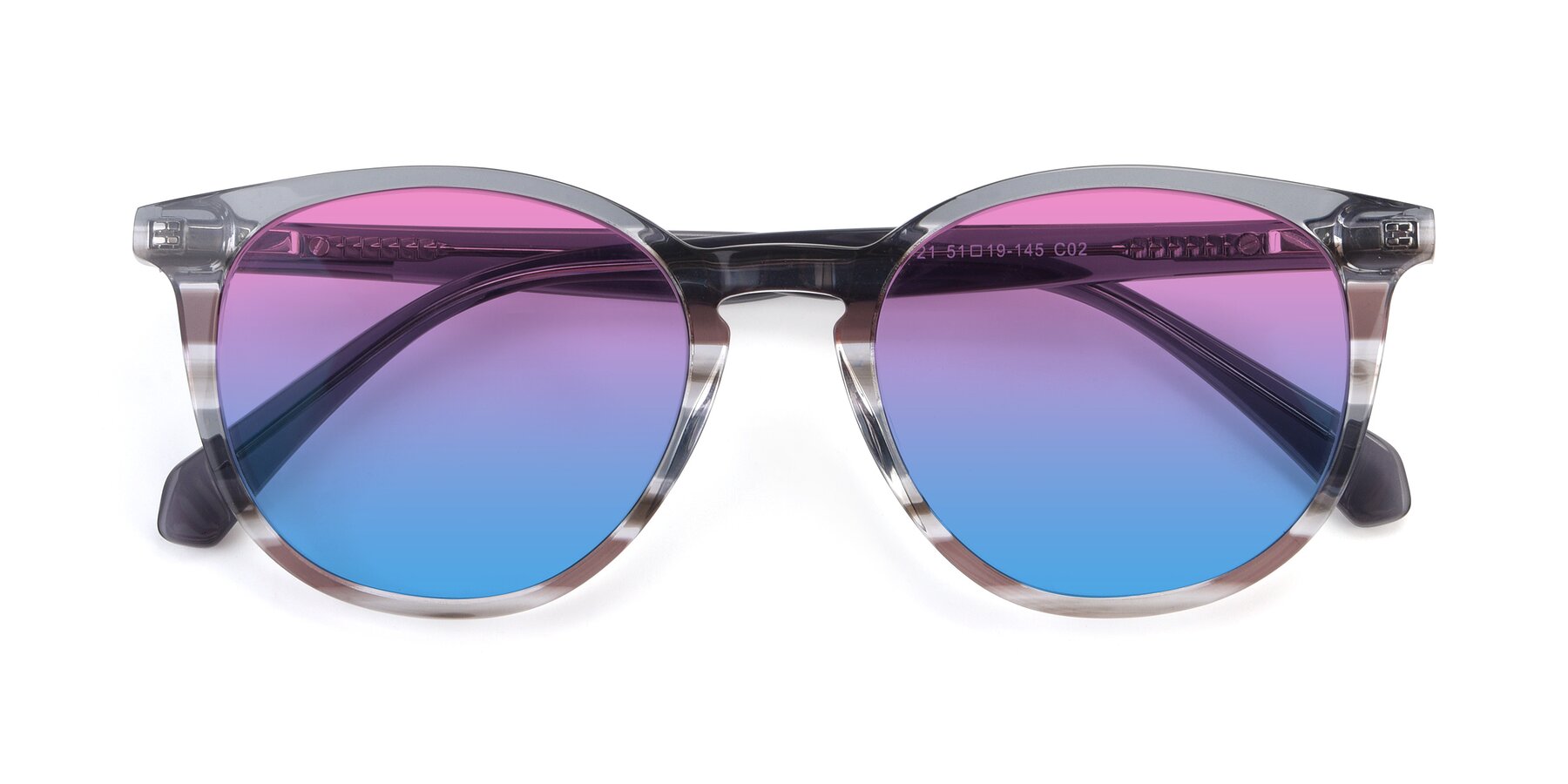 Folded Front of 17721 in Stripe Grey with Pink / Blue Gradient Lenses