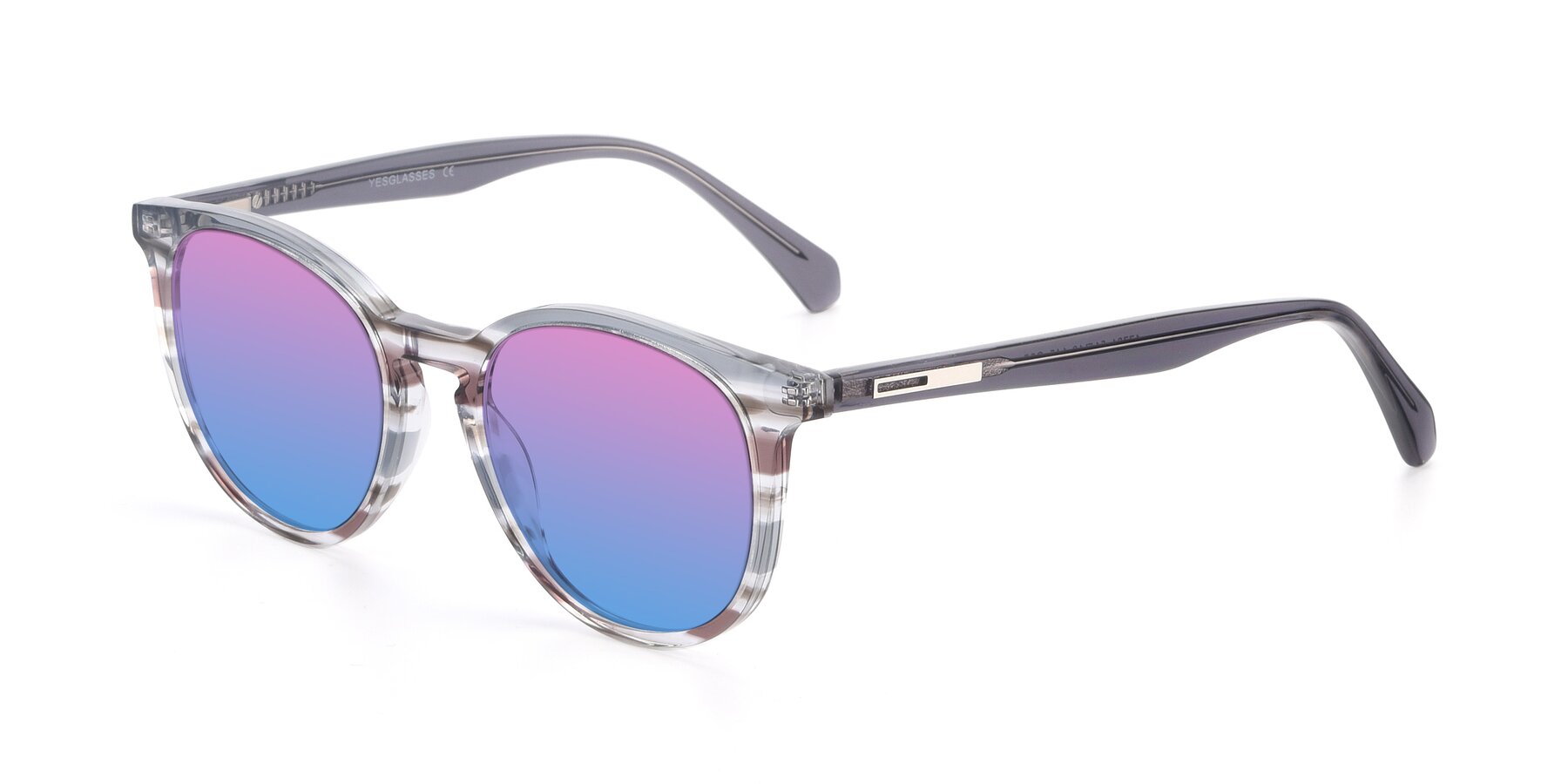 Angle of 17721 in Stripe Grey with Pink / Blue Gradient Lenses