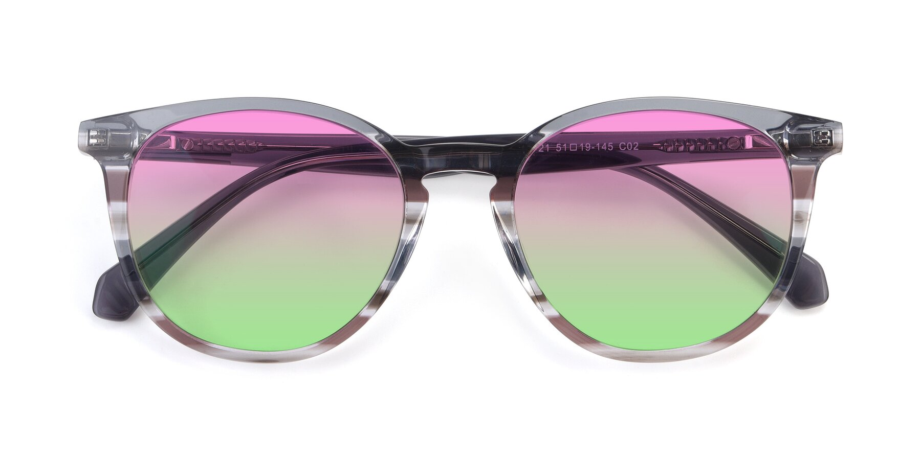 Folded Front of 17721 in Stripe Grey with Pink / Green Gradient Lenses