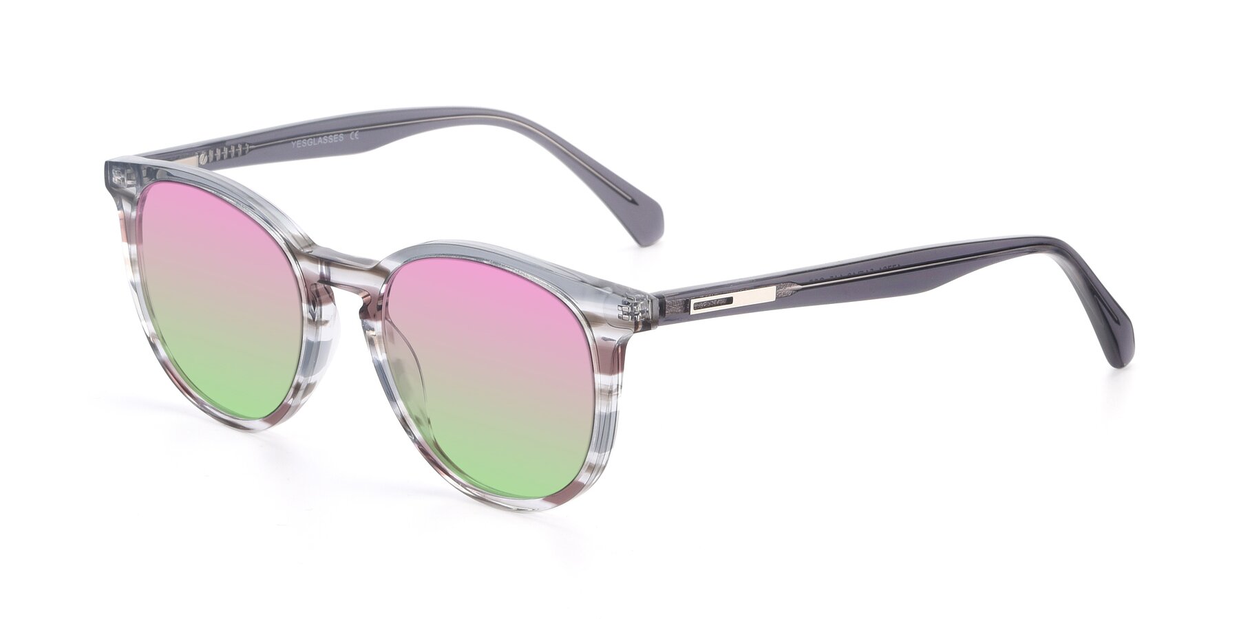 Angle of 17721 in Stripe Grey with Pink / Green Gradient Lenses