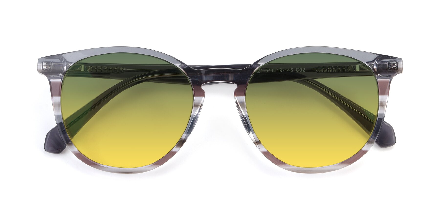 Folded Front of 17721 in Stripe Grey with Green / Yellow Gradient Lenses