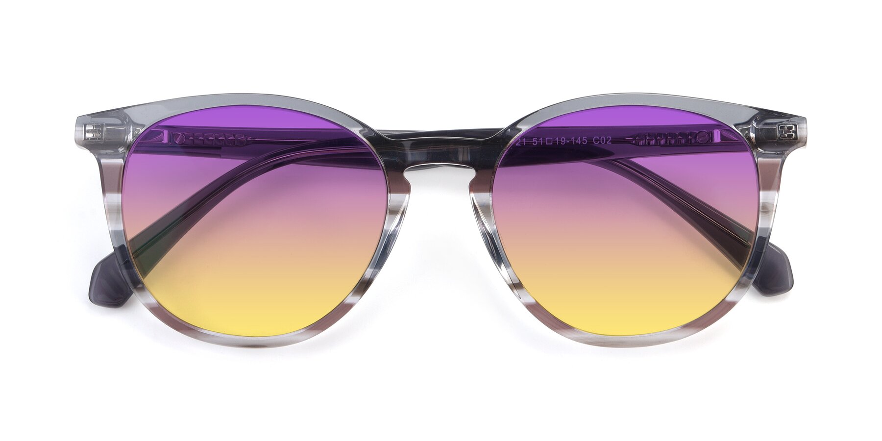 Folded Front of 17721 in Stripe Grey with Purple / Yellow Gradient Lenses