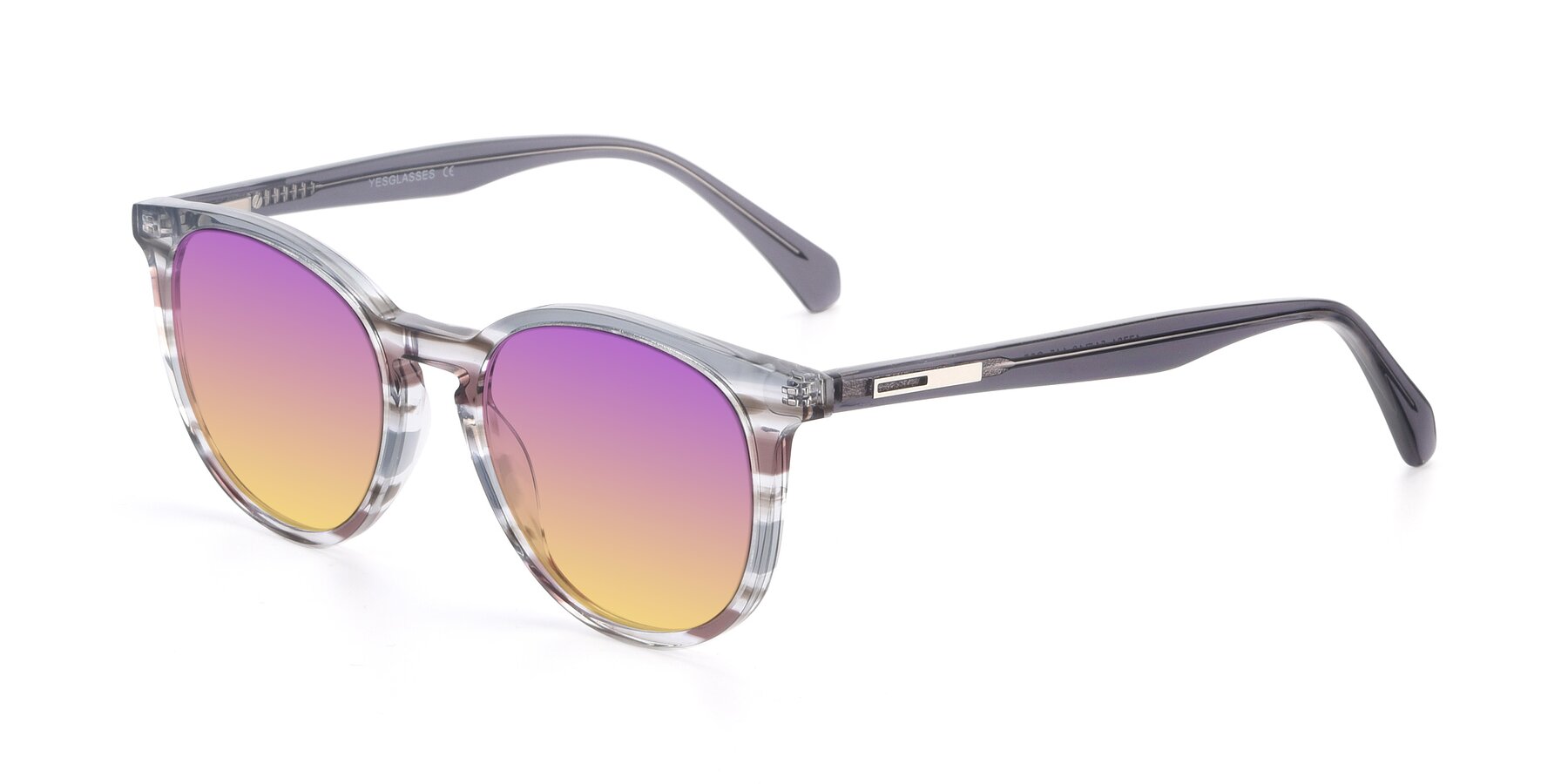Angle of 17721 in Stripe Grey with Purple / Yellow Gradient Lenses